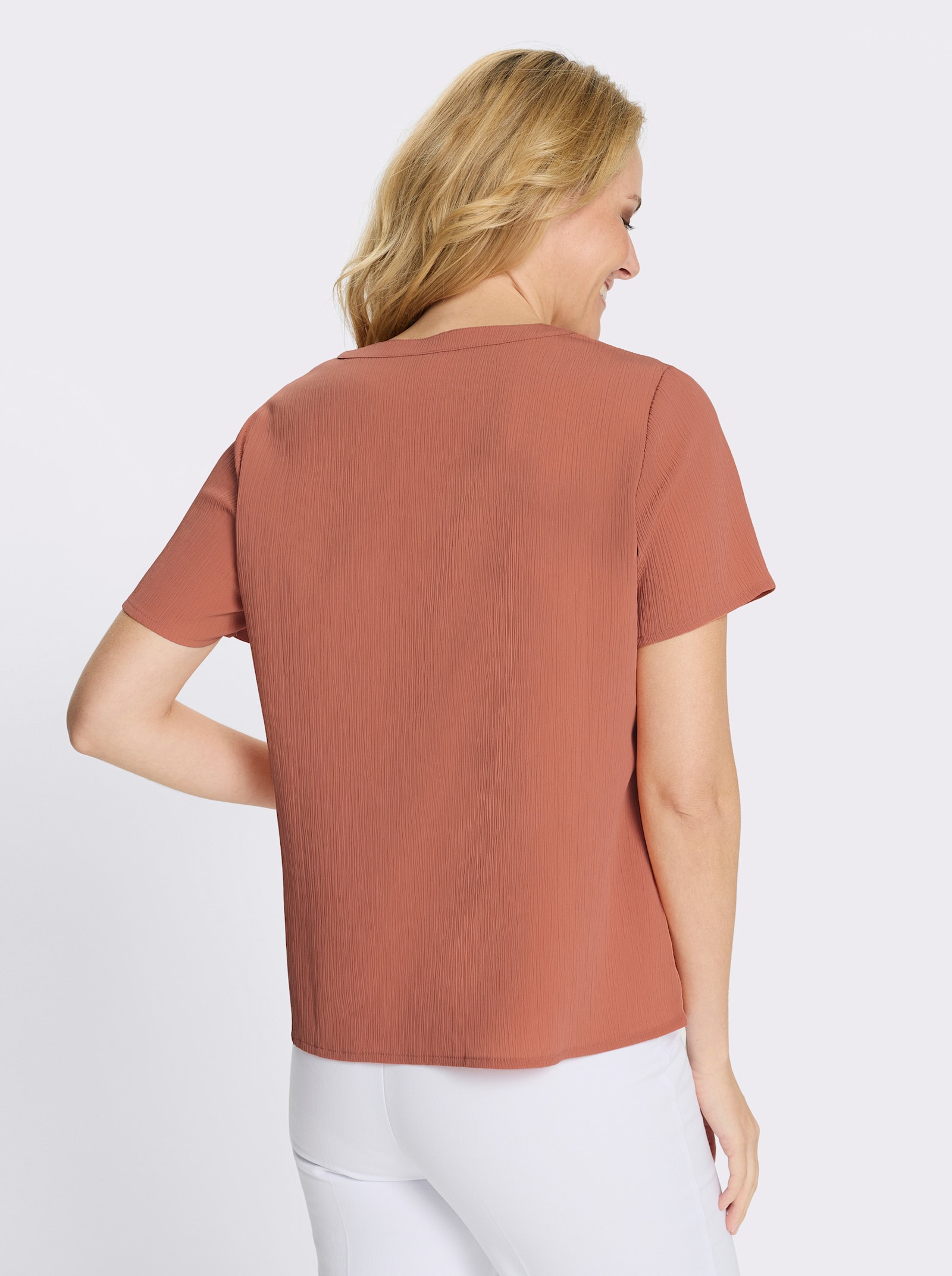 Schlupfbluse mit kurzen Ärmeln - papaya