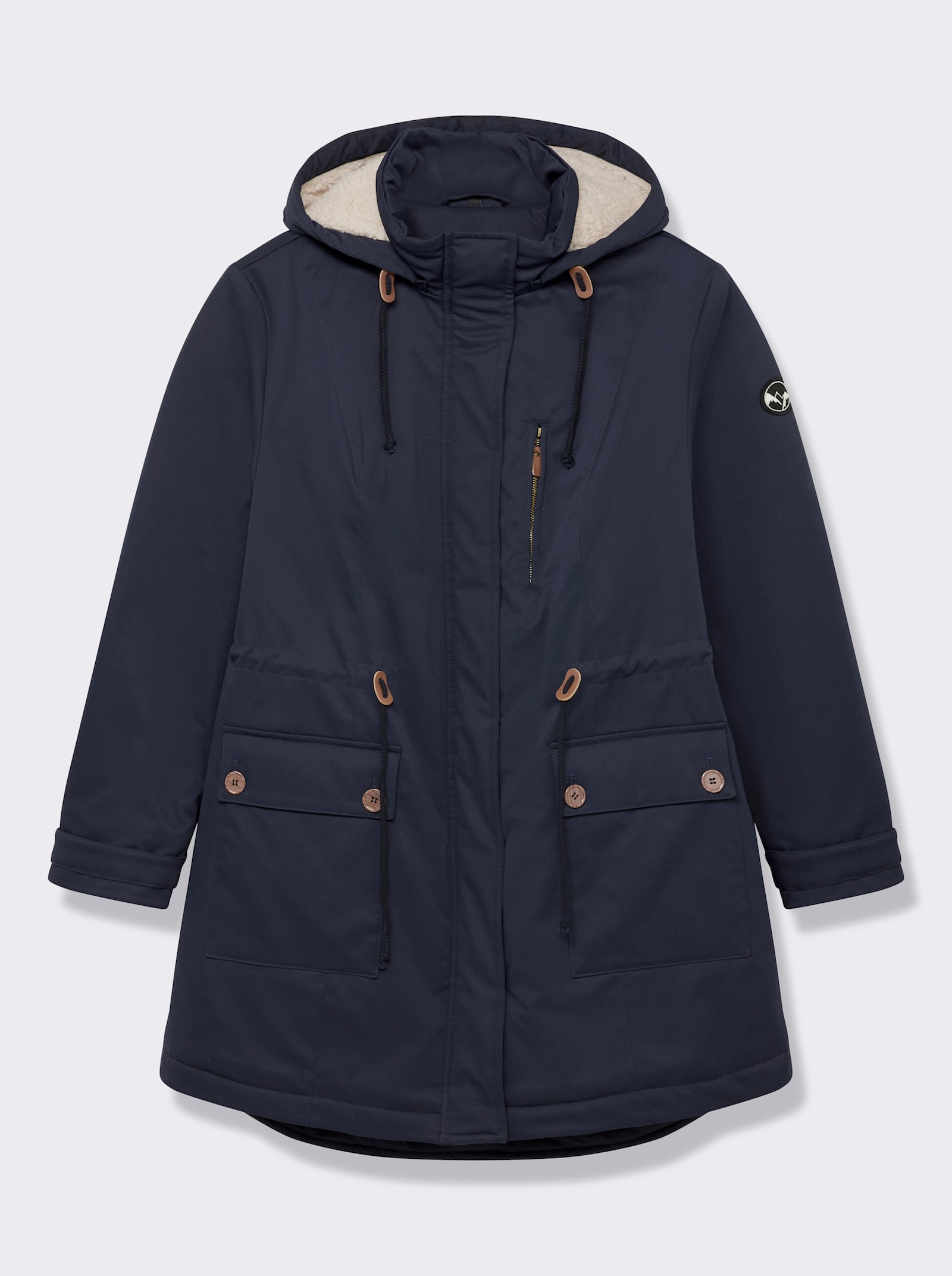 sheego Parka avec doublure en imitation fourrure - bleu foncé