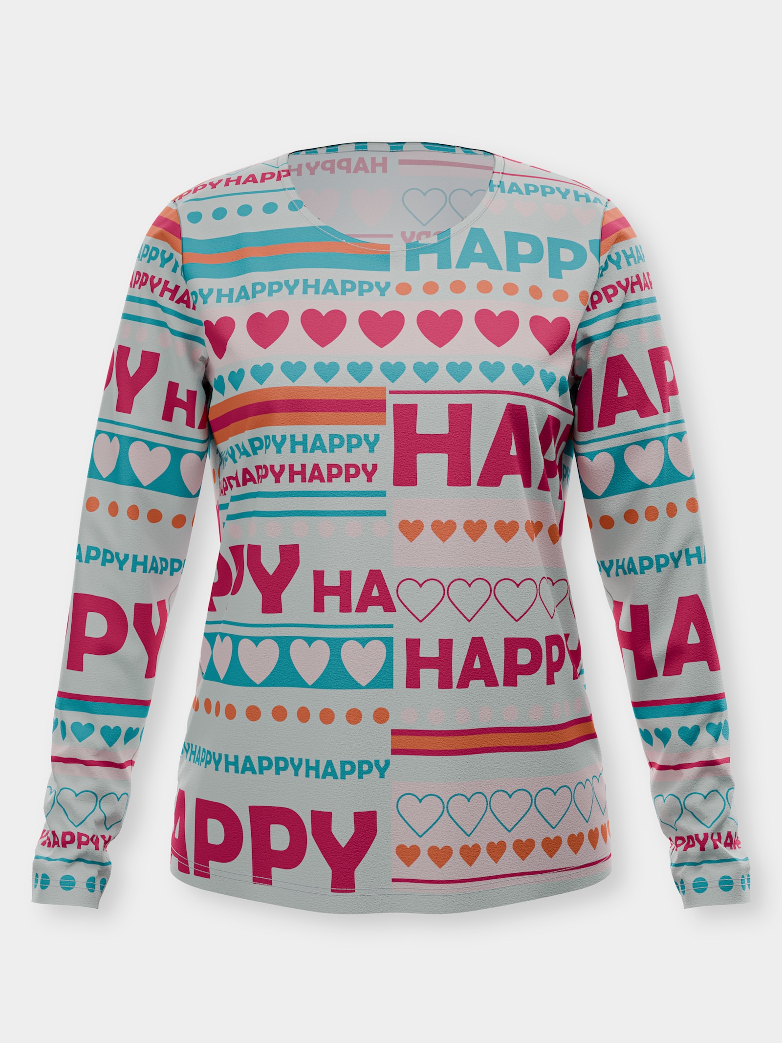 Langarmshirt mit Allover-Print - zartmint-pink-bedruckt