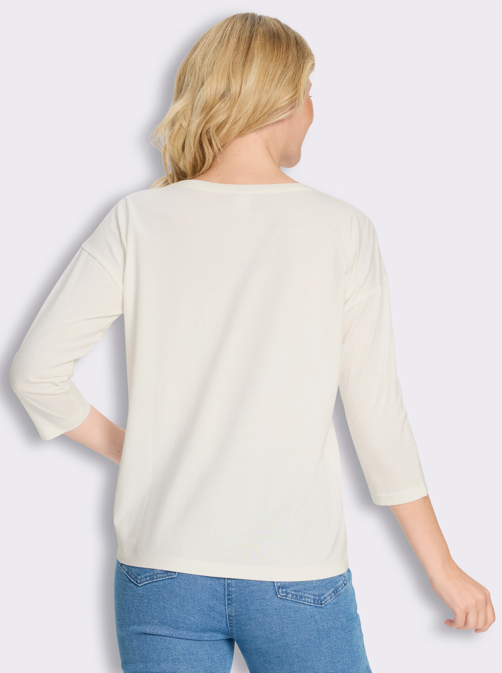 3/4-Arm-Shirt in Baumwoll-Qualität - ecru