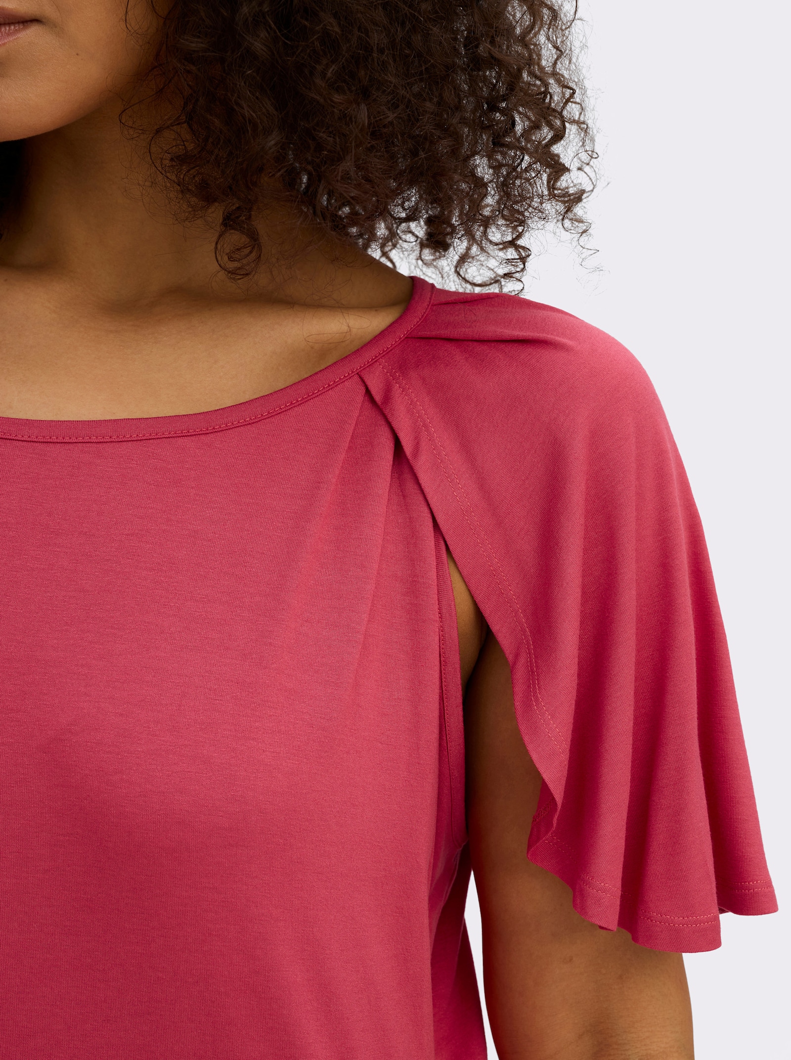 sheego Shirt met openvallende mouwen - aardbei