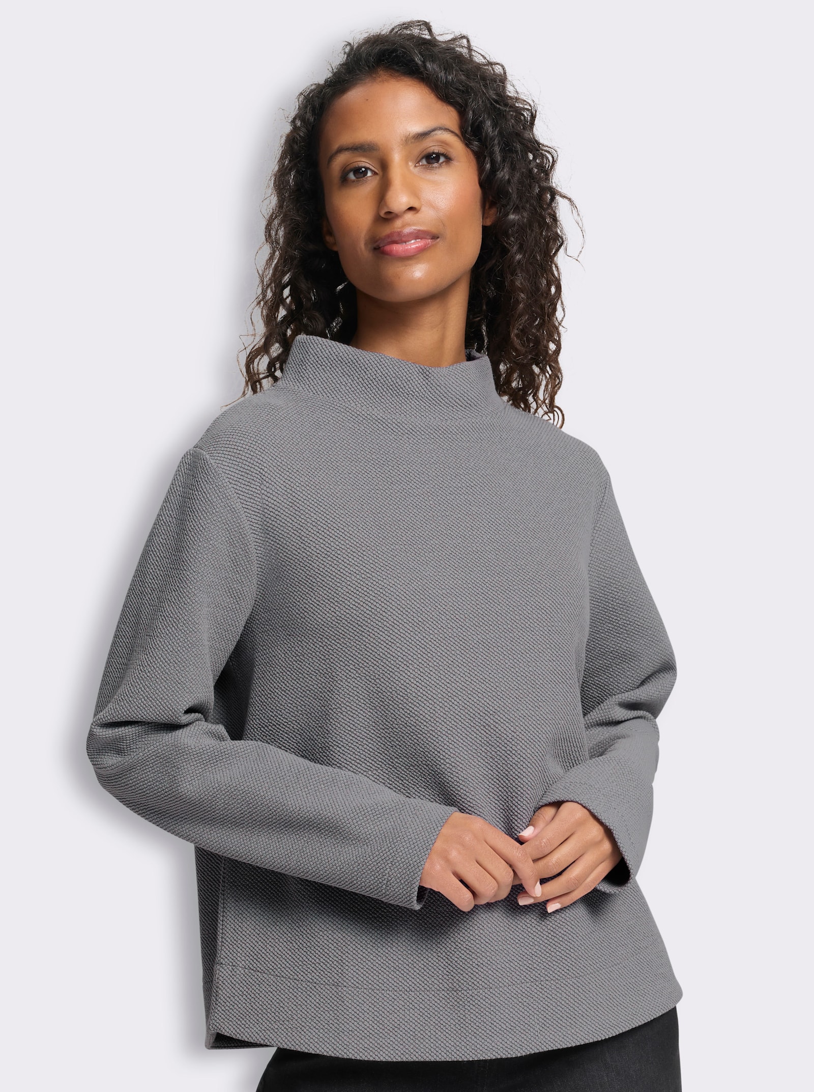 heine Sweatshirt in Melange-Optik - steingrau-meliert