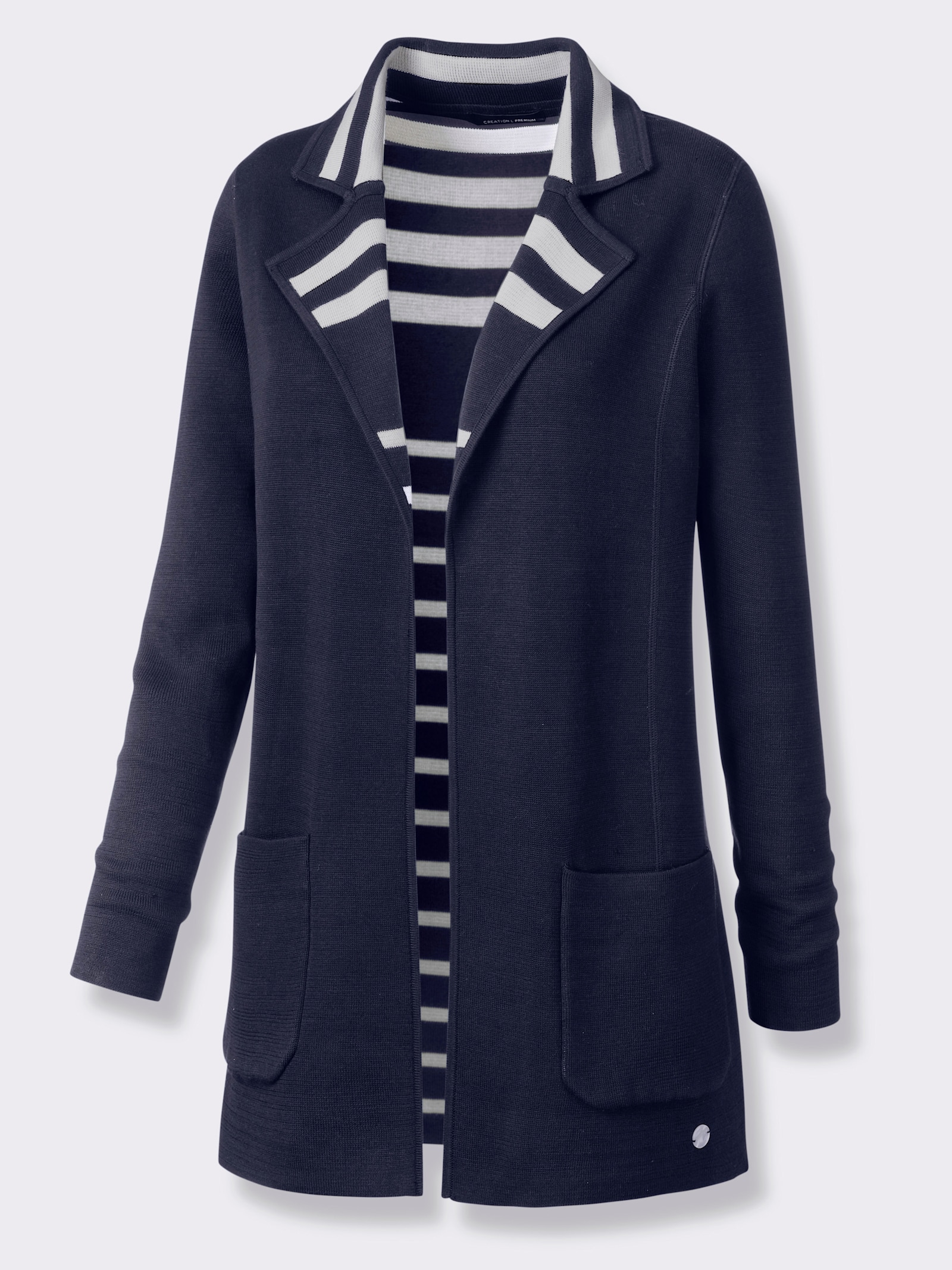 CREATION L PREMIUM Wendejacke im Marine-Stil - marine-weiß-geringelt