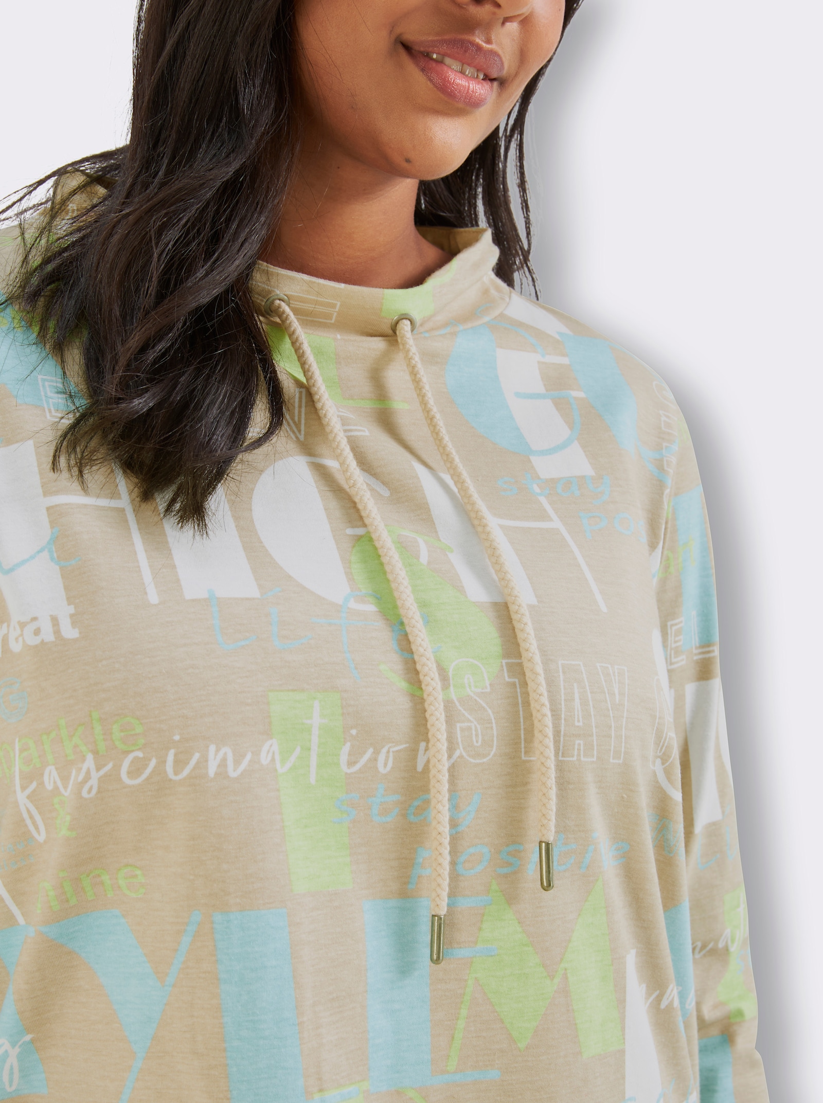 Langarmshirt - sand-mint-bedruckt