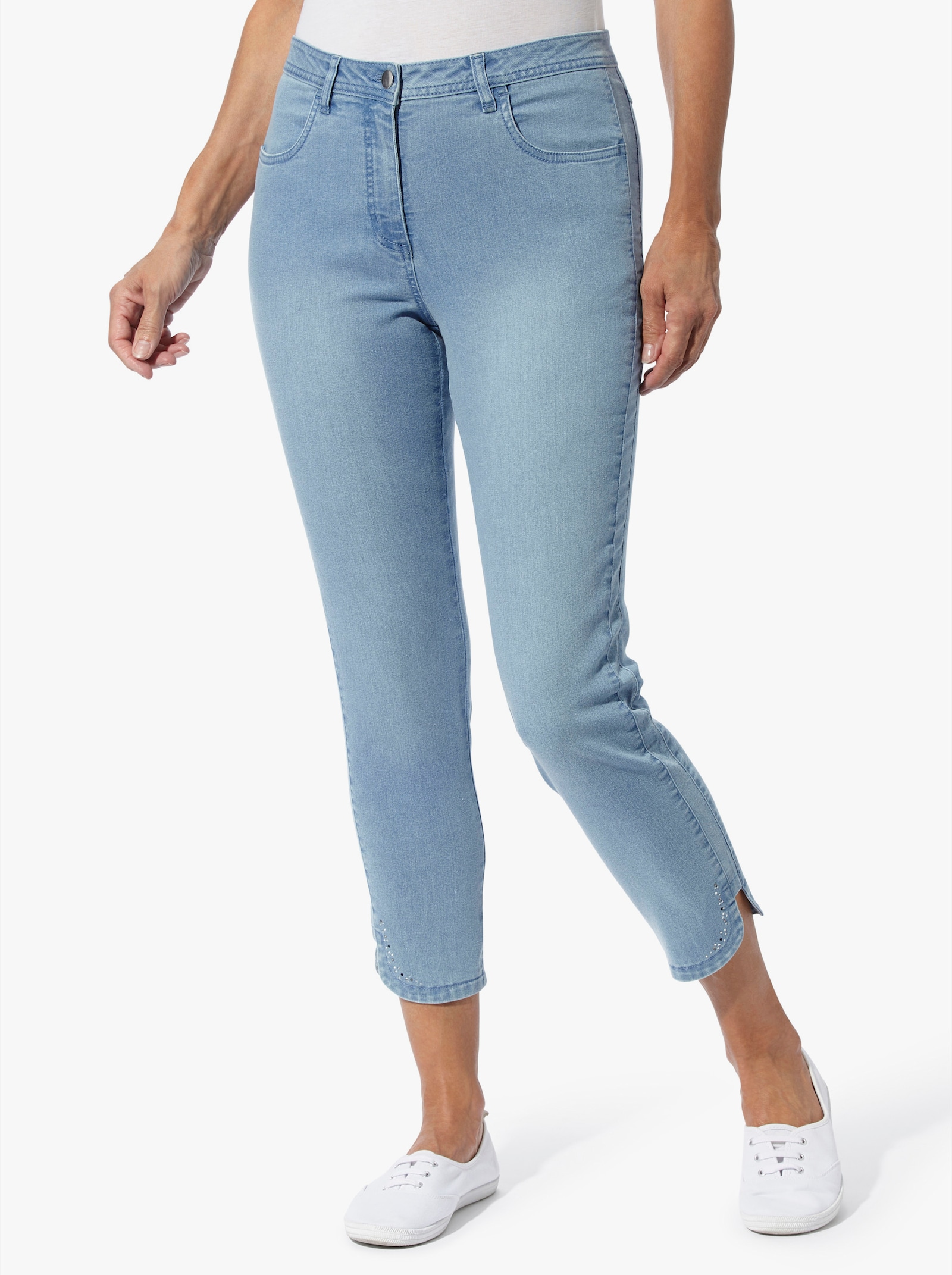 7/8-jeans met glittersteentjes - blue-bleached