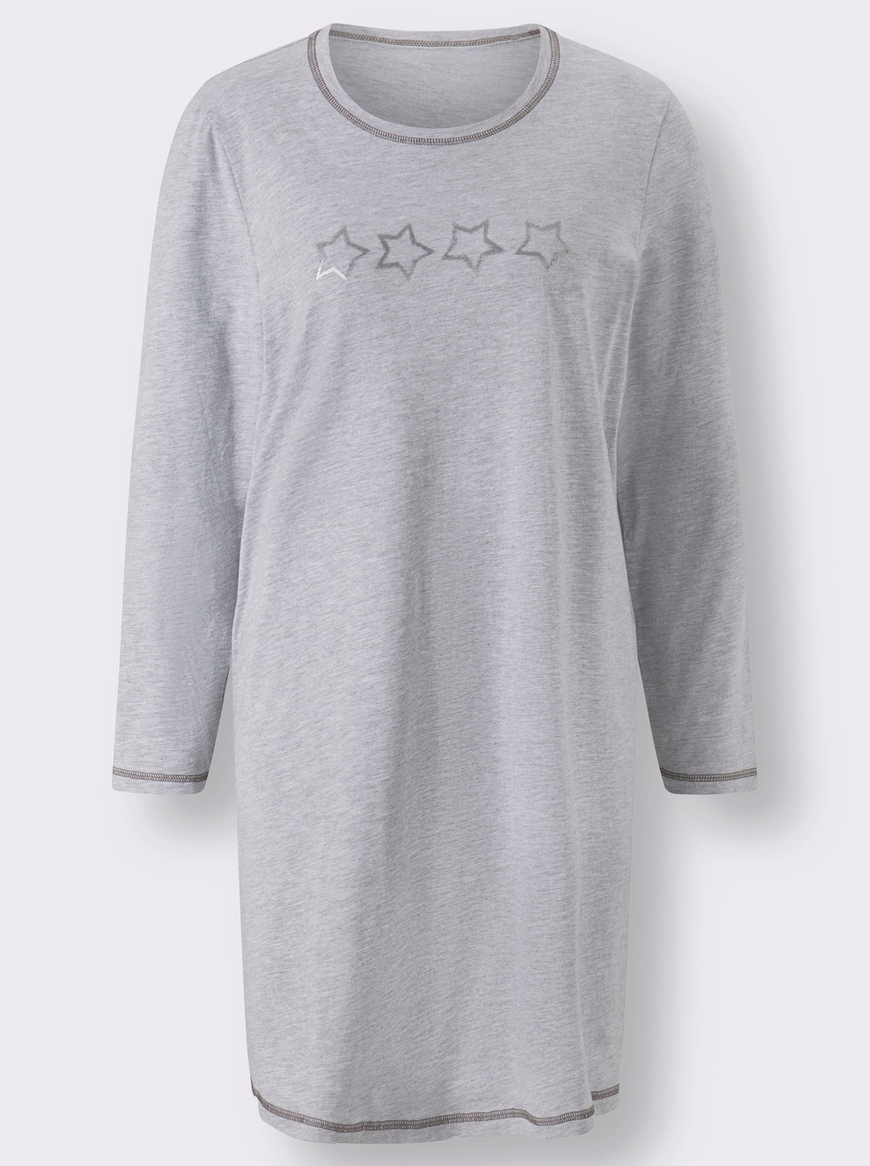 wäschepur Noční košile s dlouhým rukávem - šedá + šedá-proužek