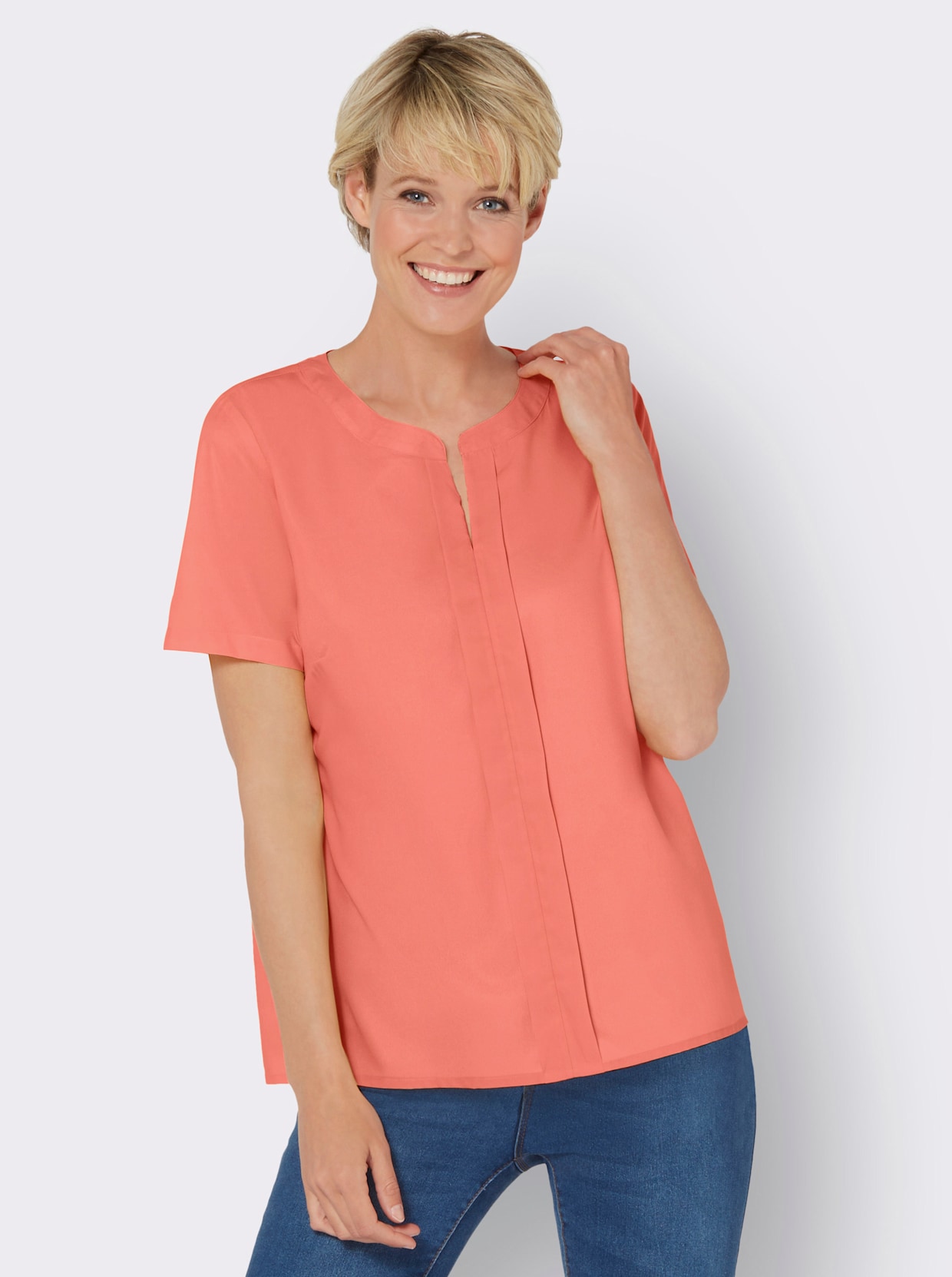 Blouse met korte mouwen - koraal