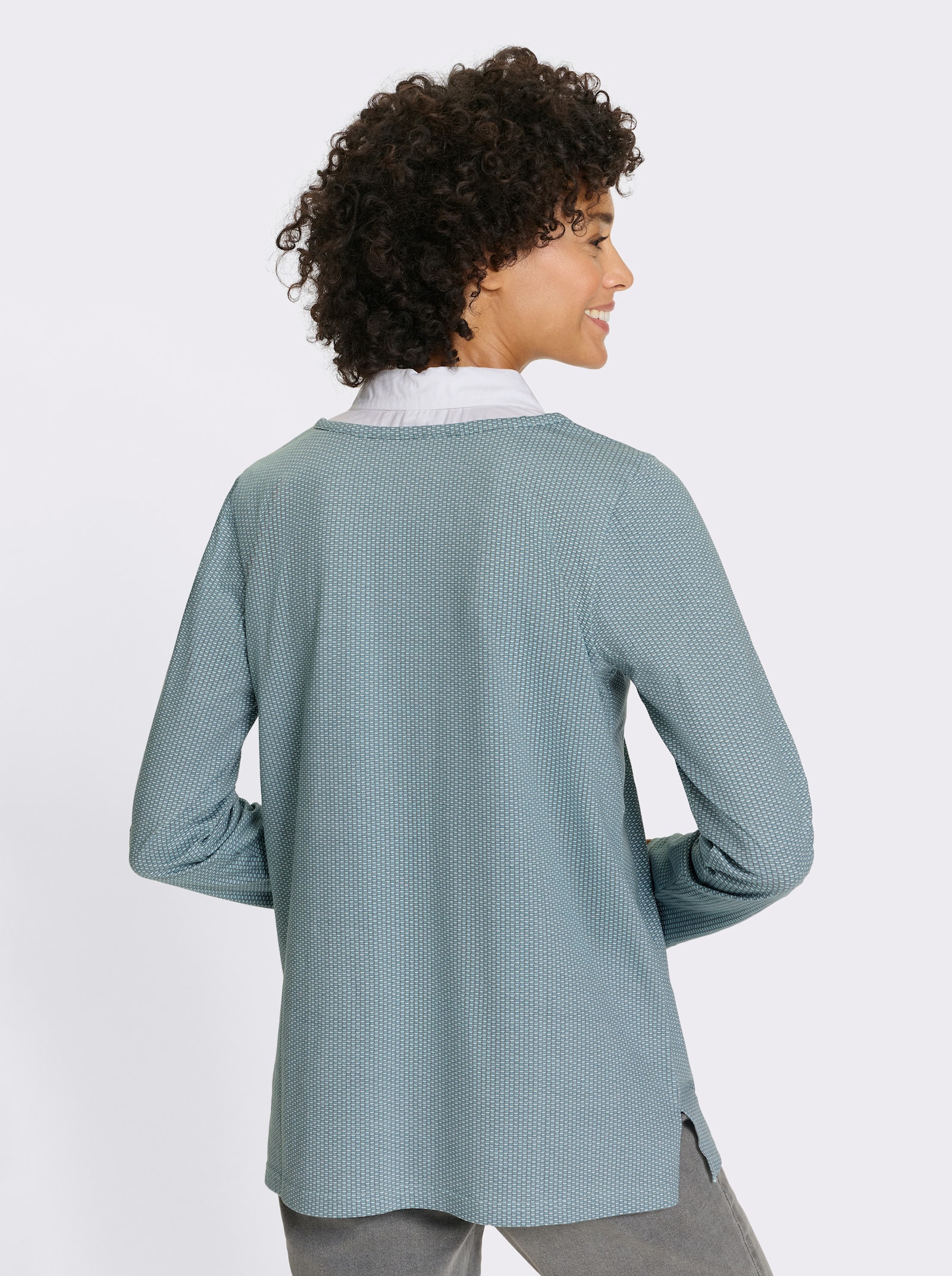 Lang shirt in 2-in-1-look - mint/oceaan bedrukt