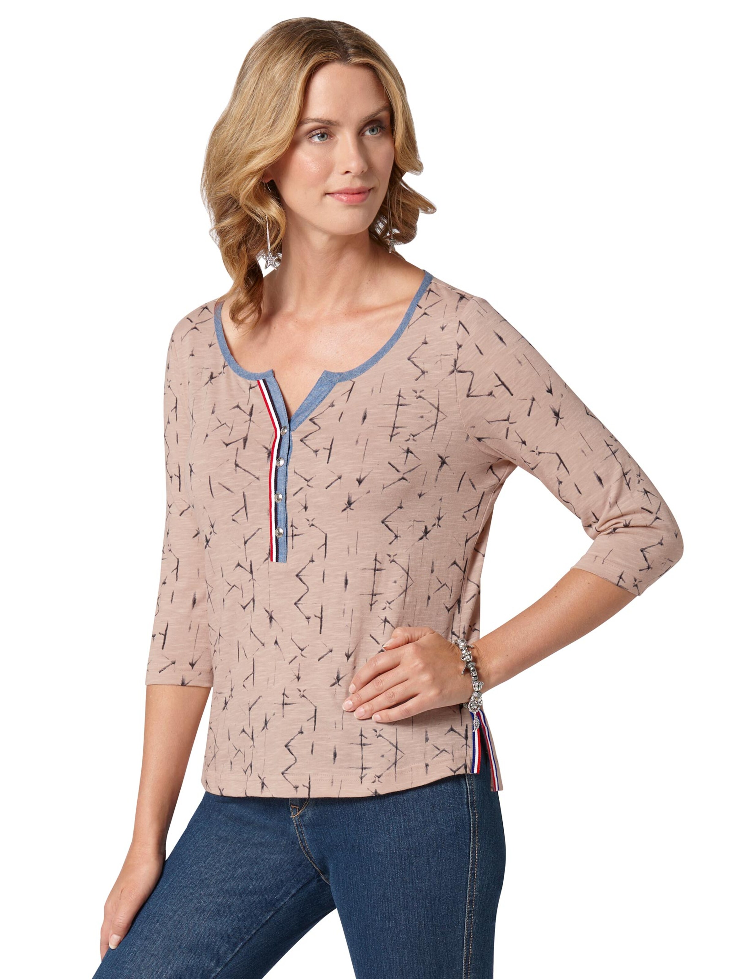 Shirt - rosé-blau-bedruckt