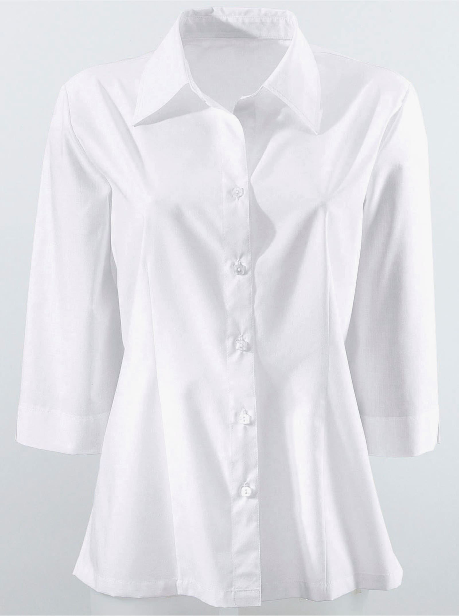 Hemdbluse mit 3/4-Ärmeln - weiß