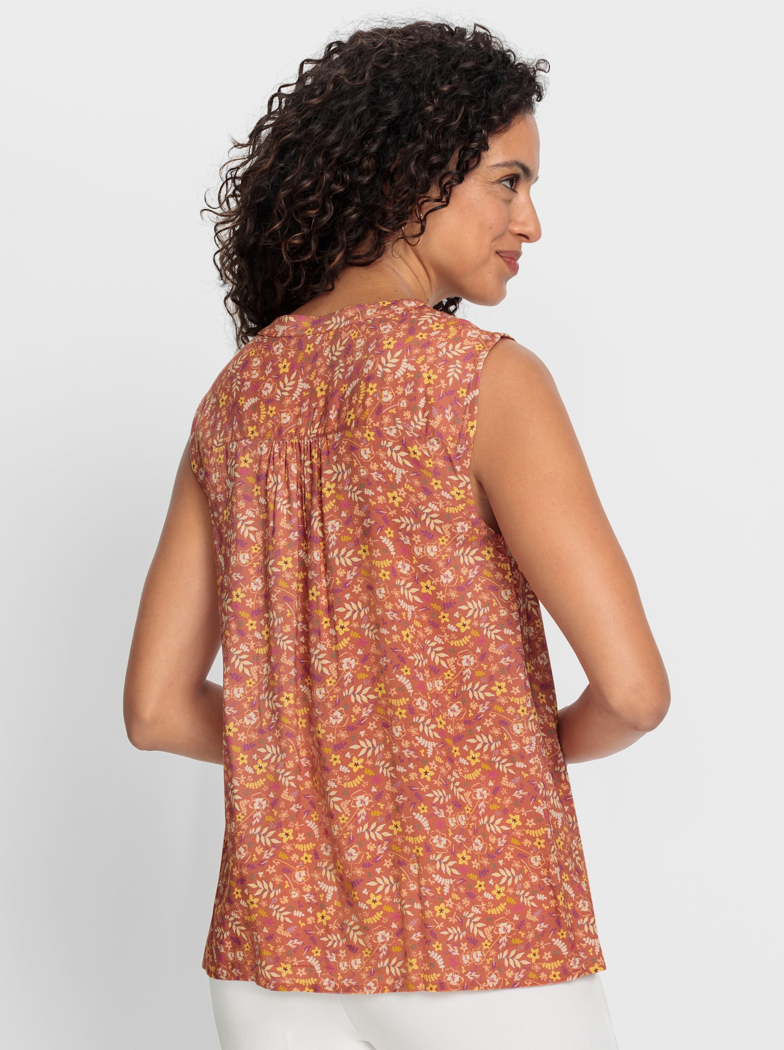 Druckbluse im Blümchenmuster - papaya-rotbraun-bedruckt