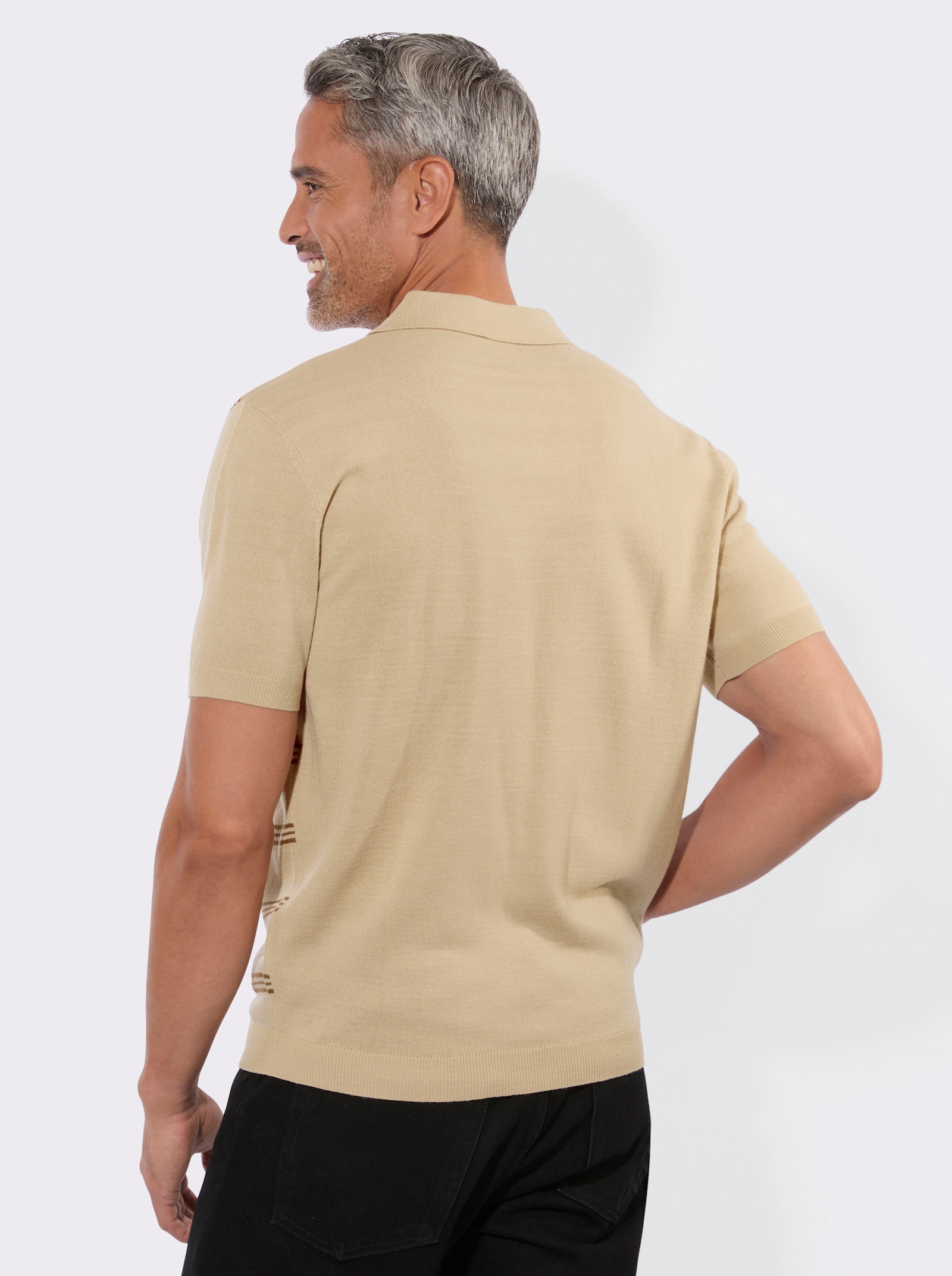 Polopullover mit Streifenmuster - beige-braun