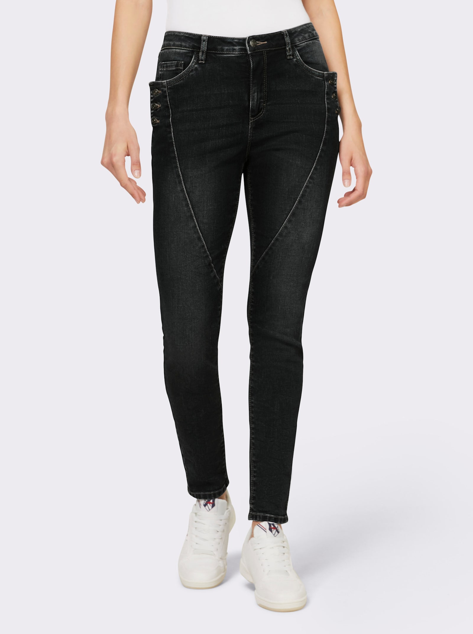 heine Jeans in Crinkle-Optik - black denim