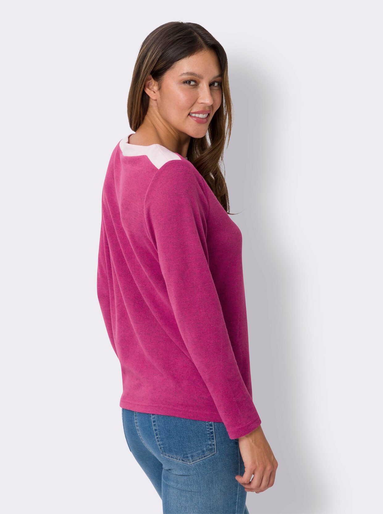 Feinstrickpullover - fuchsia-hellrosé