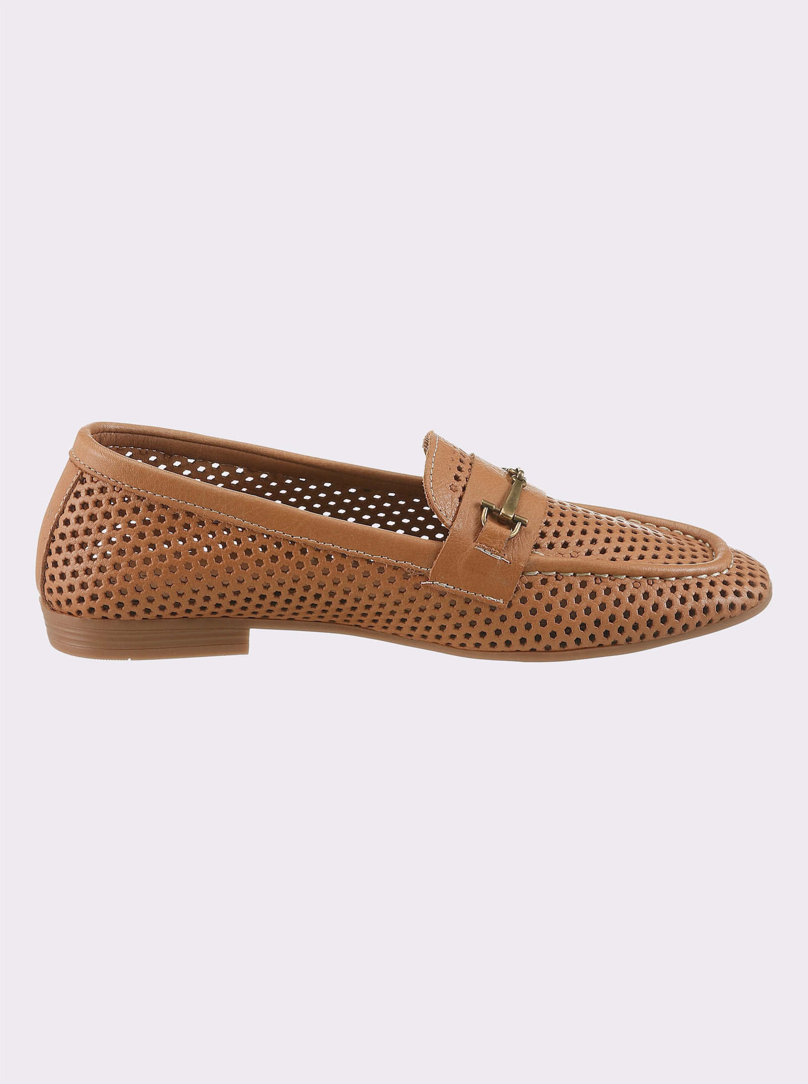 Andrea Conti Slipper mit feinem Lochmuster - cognac