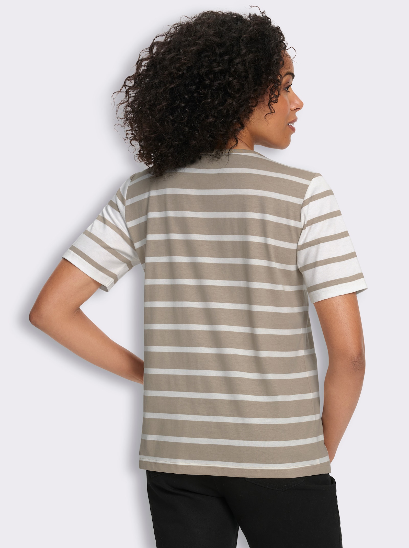 Kurzarmshirt mit Ringel-Muster - sesam-ecru-geringelt