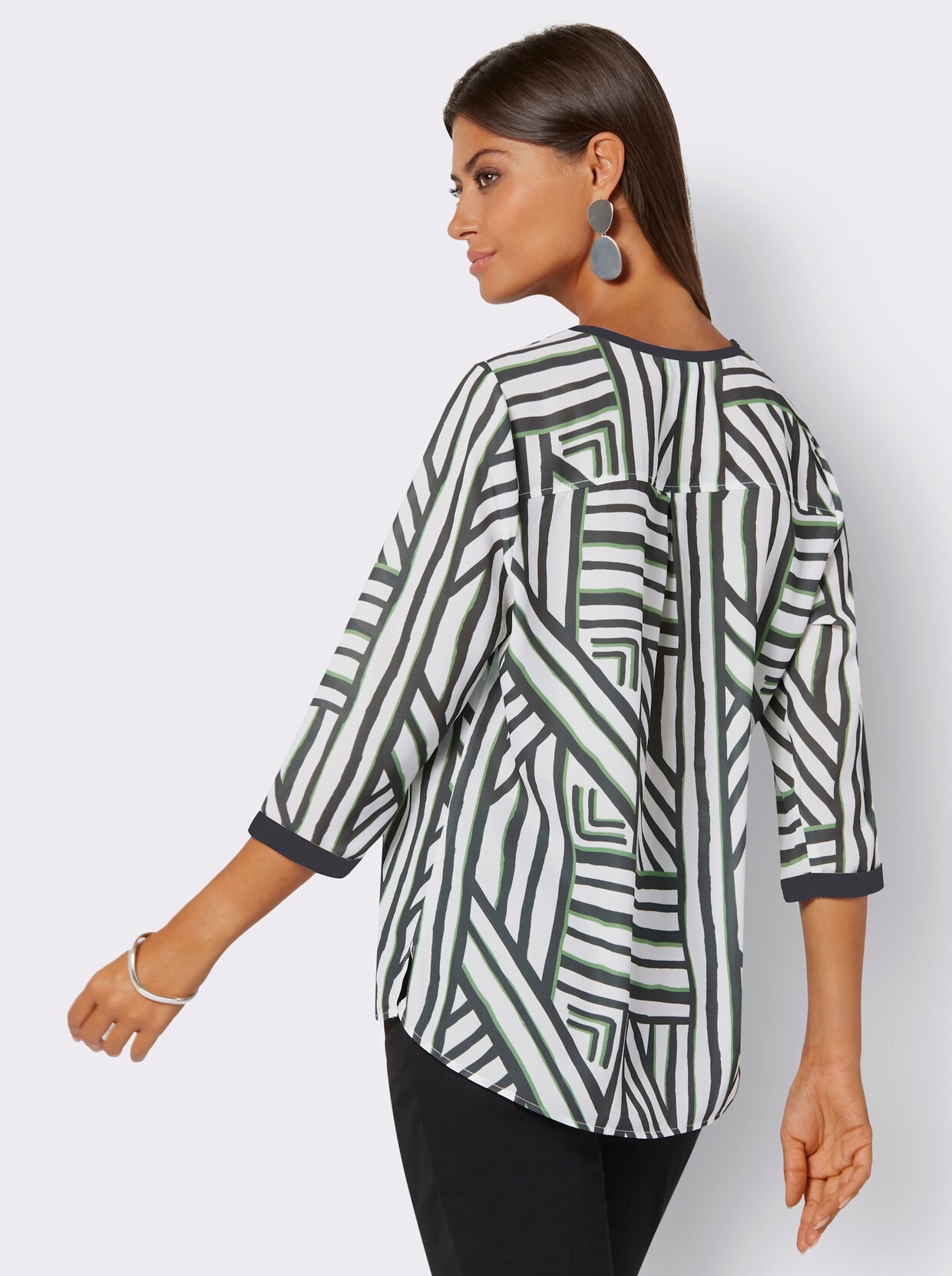 Blouse - wit/zwart geprint