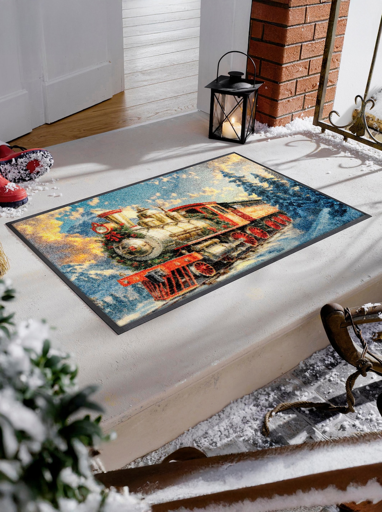 wash+dry by Kleen-Tex Fußmatte - blau-rot-bedruckt