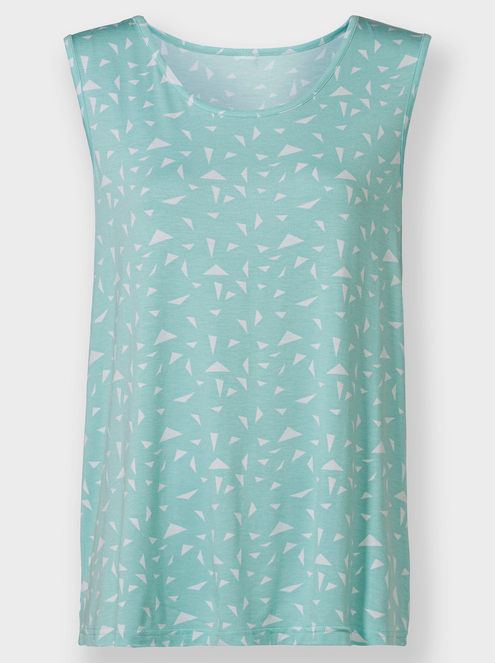 Shirttop mit Rundhals-Ausschnitt - mint-weiss-bedruckt