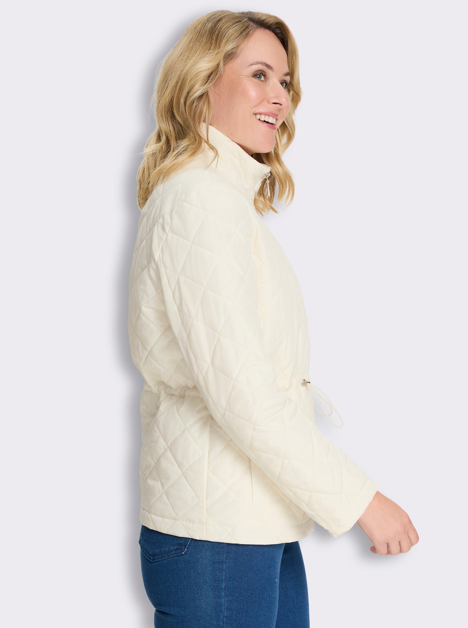 Steppjacke mit Tunnelzug in der Taille - ecru
