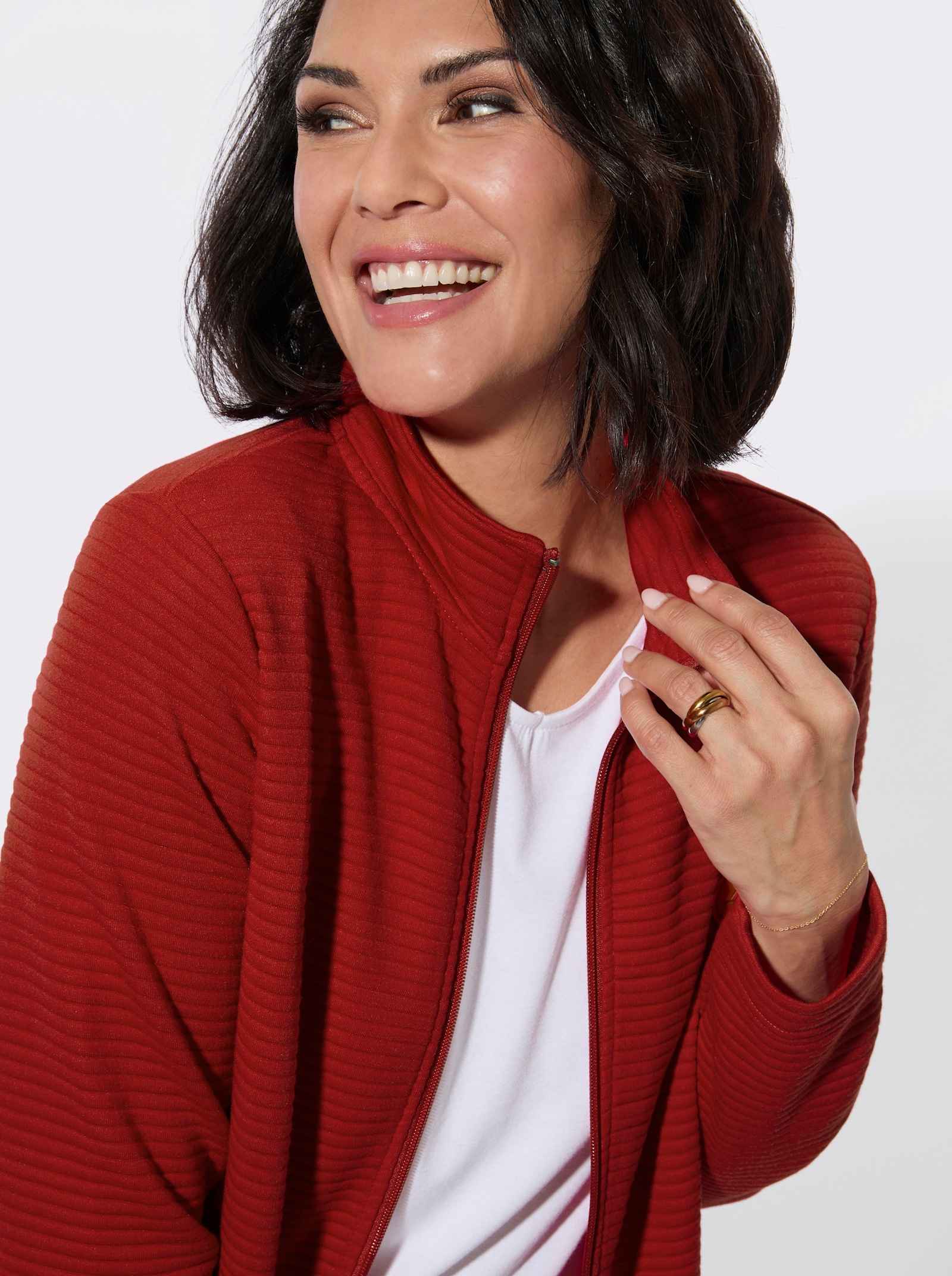 Shirtjasje van modieus jersey-jacquard - rood
