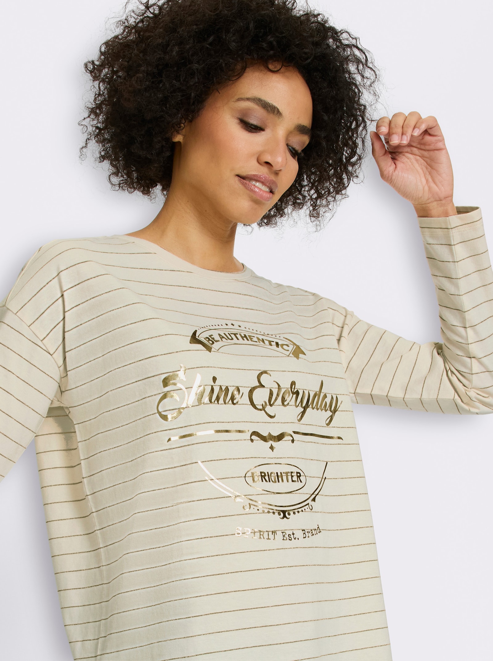 heine Ringelshirt mit Effektgarn - champagner-goldfarben-geringelt