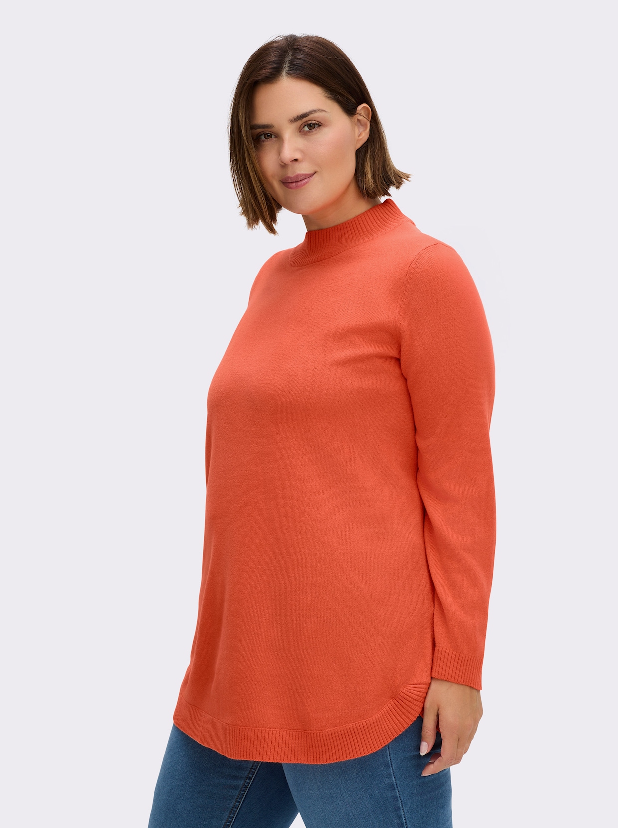 Pullover mit abgerundetem Saum - orange