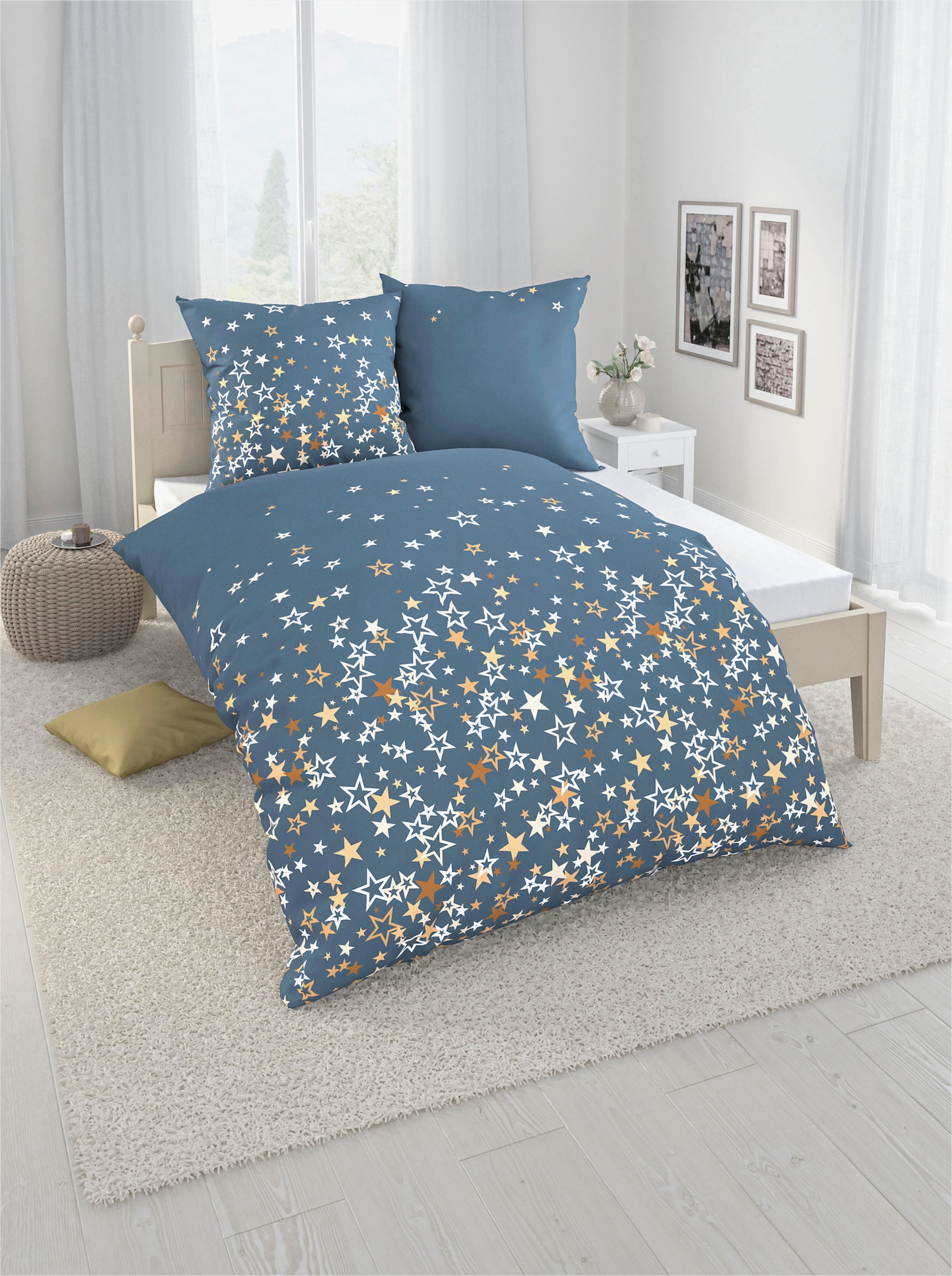 Bierbaum Bettwäsche - taubenblau-bedruckt