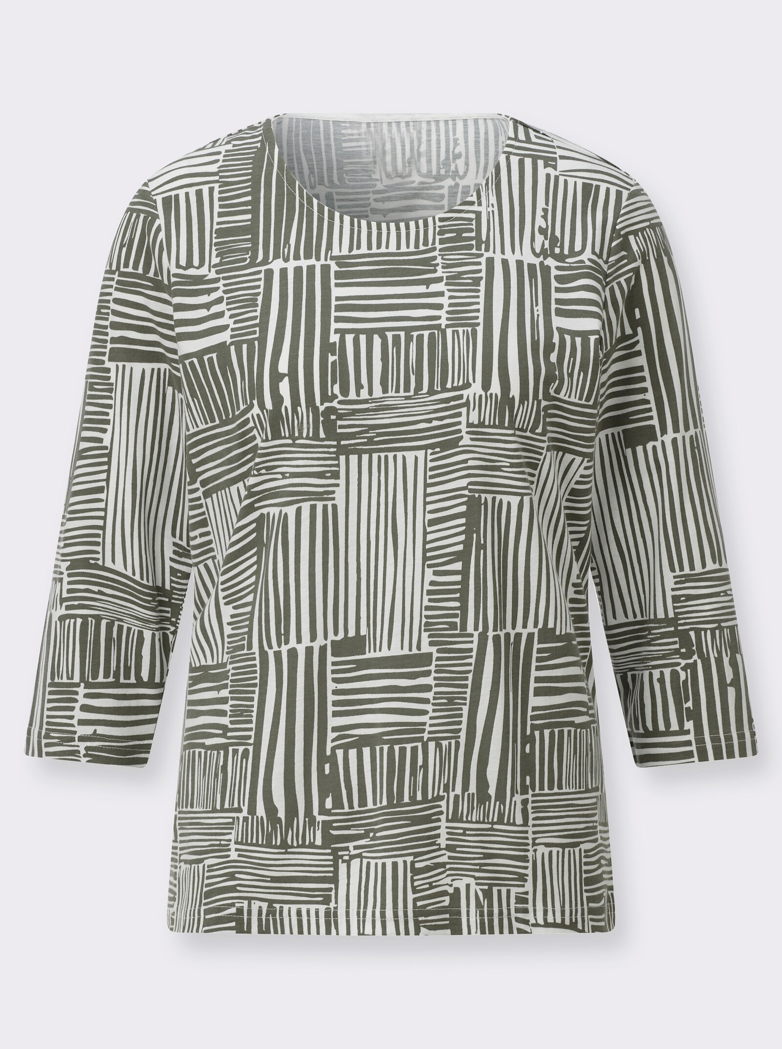 Print-Shirt mit 3/4-Ärmeln - khaki-ecru-gemustert