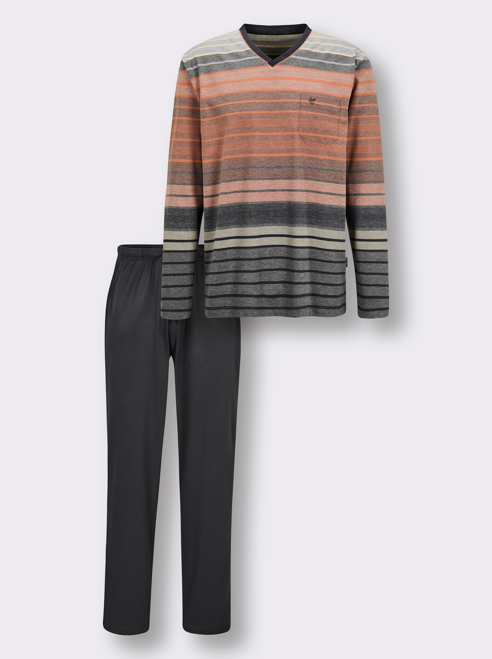 Hajo Schlafanzug - schoko-terra-gestreift