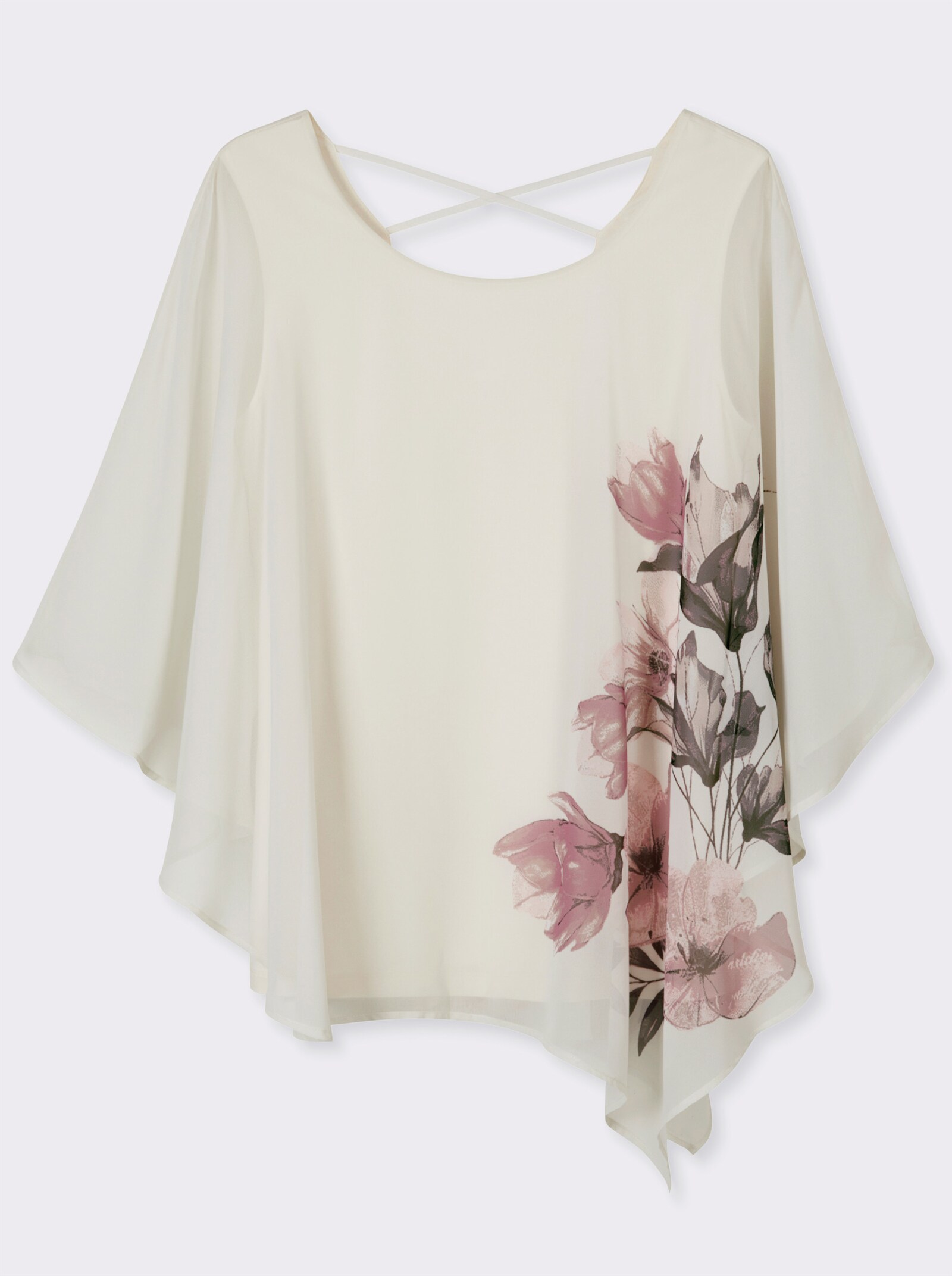 sheego Tunika in Cape-Form - champagner-puder-bedruckt