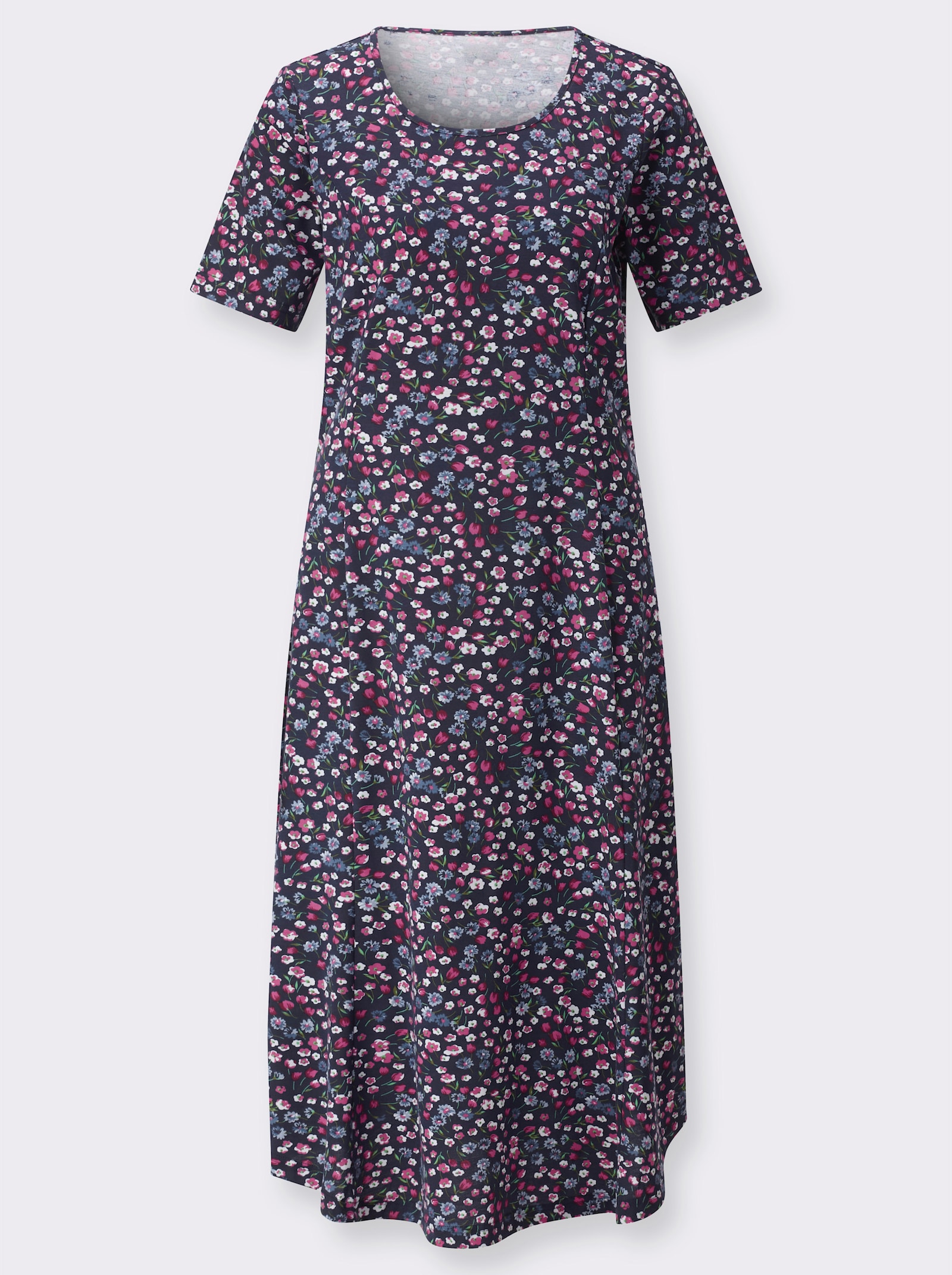 Sommerkleid - marine-fuchsia-bedruckt