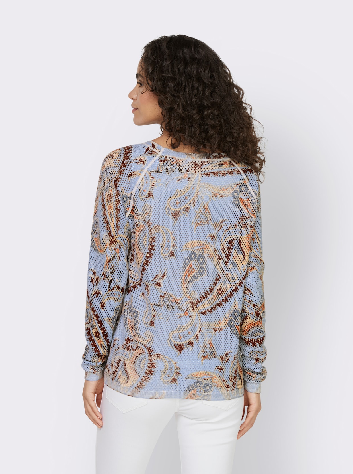 heine veste en tricot - bleu glacier-rouge-marron imprimé