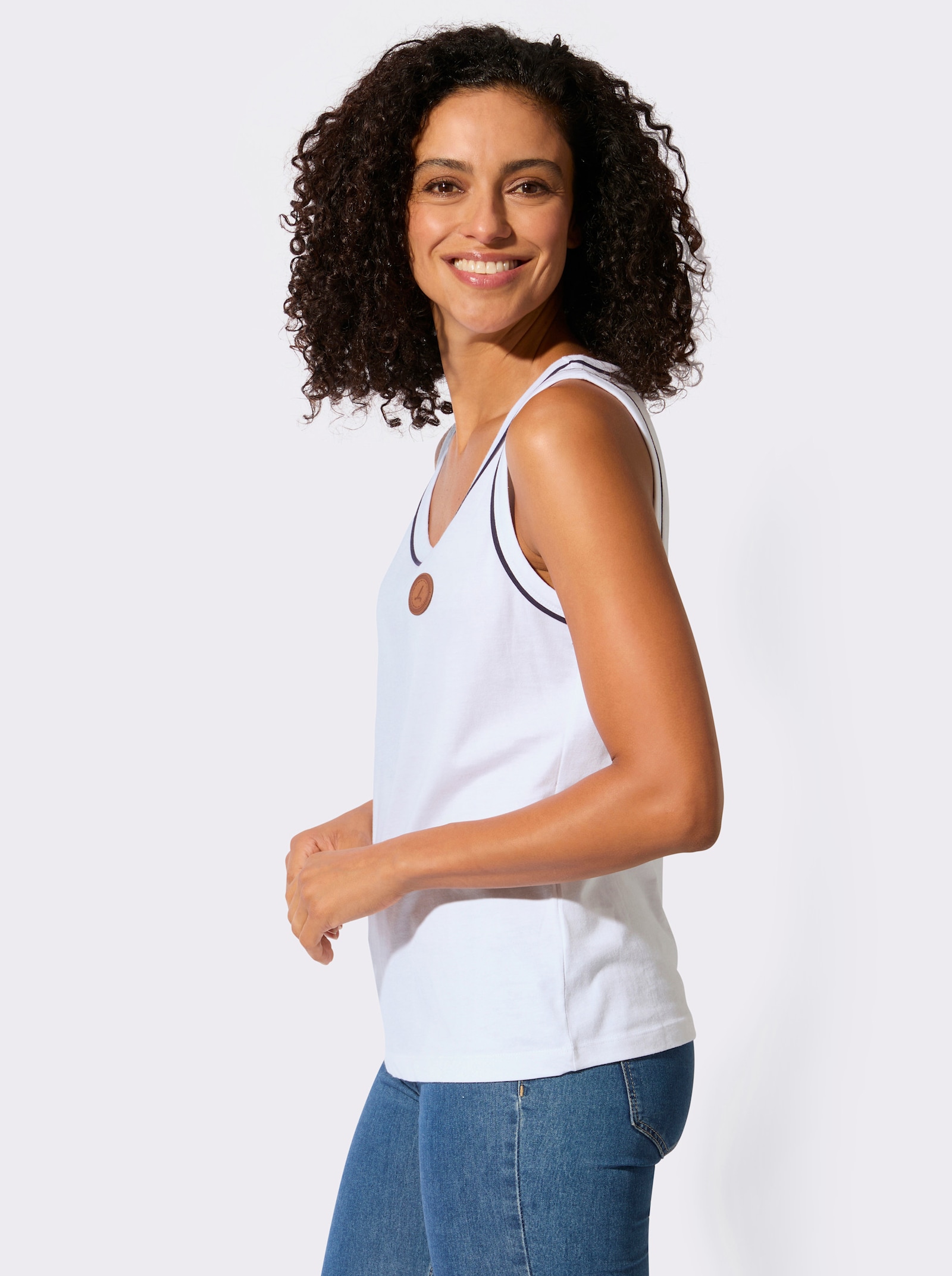 Shirttop mit Paspelierung - weiß