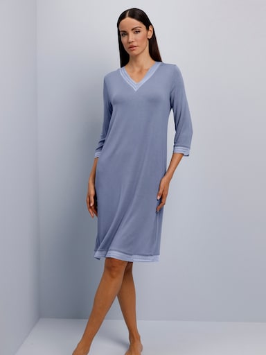 wäschepur Nachthemd mit Mesh-Spitze - taubenblau
