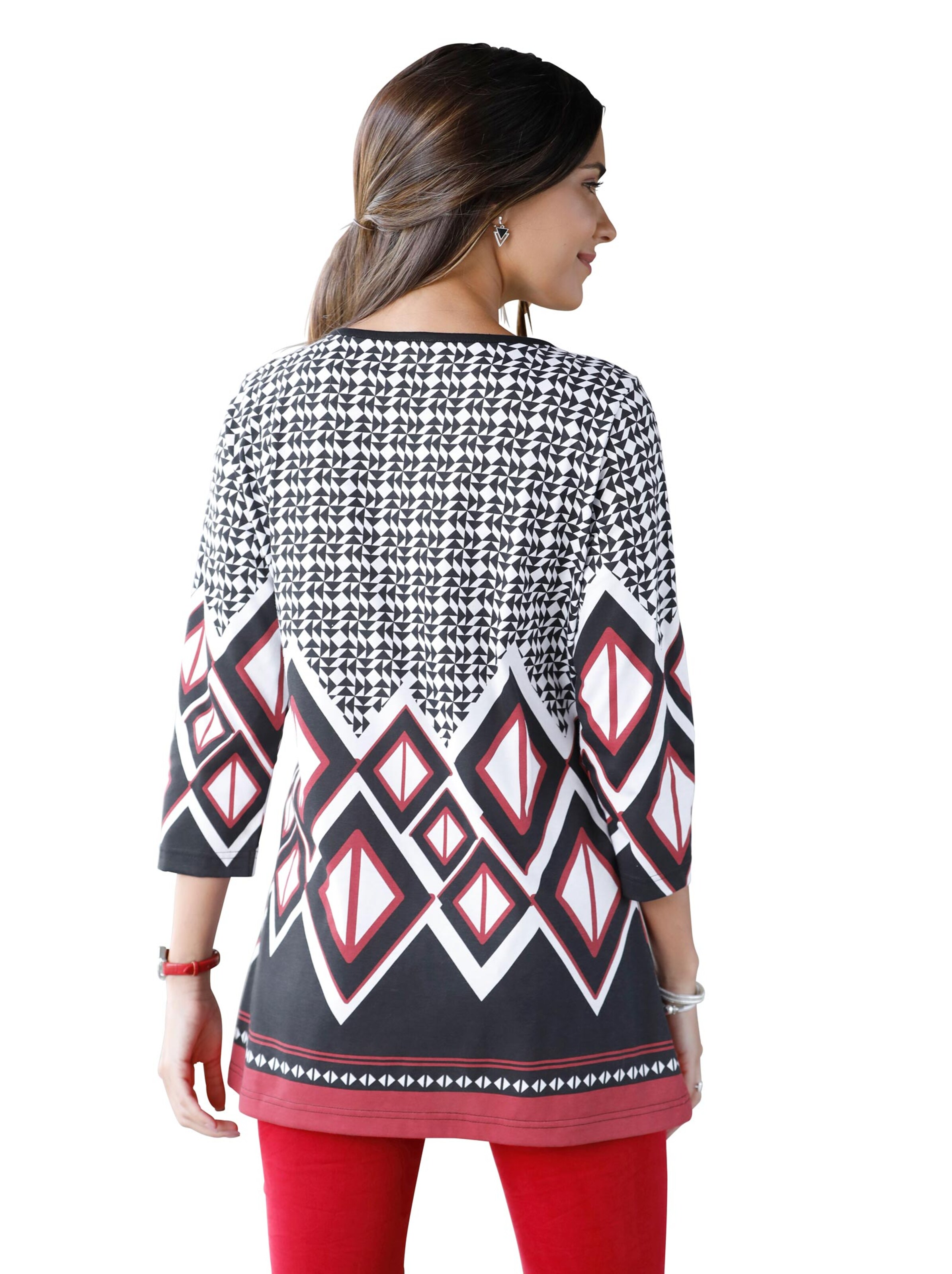 Longshirt - schwarz-rot-bedruckt