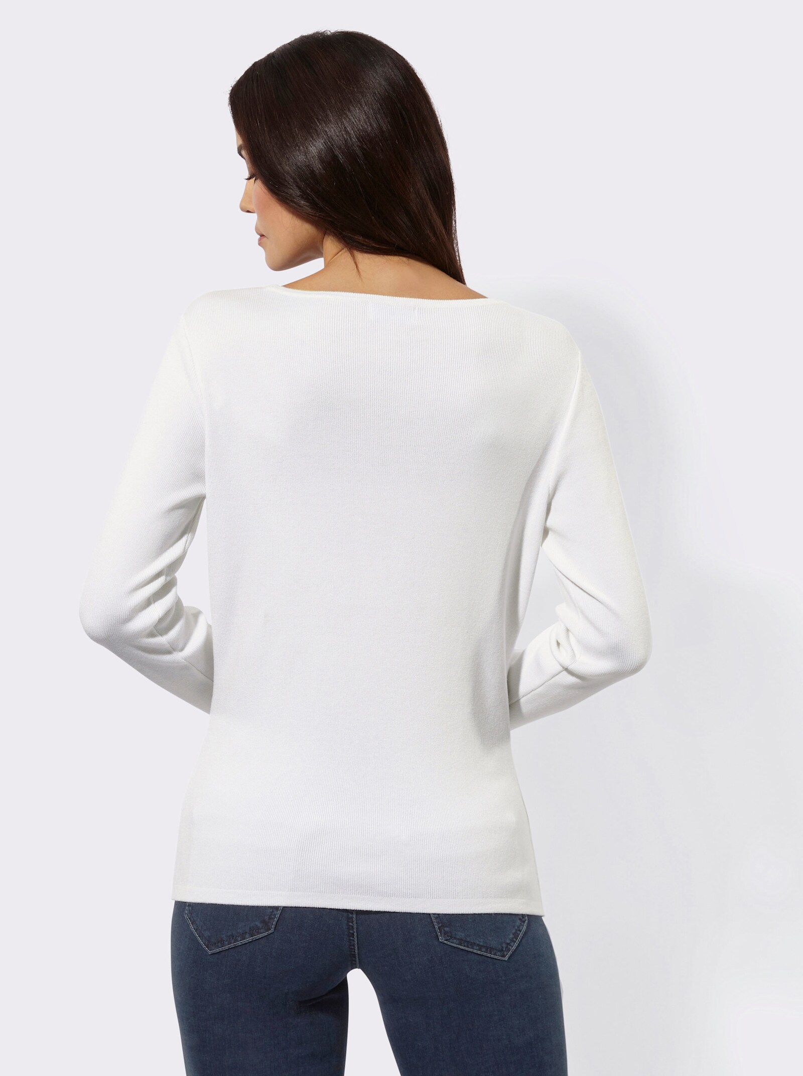 Langarm-Pullover mit Cut-out - ecru