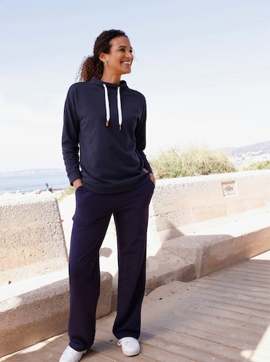 Sweatshirt mit halsfernem Stehkragen - marine