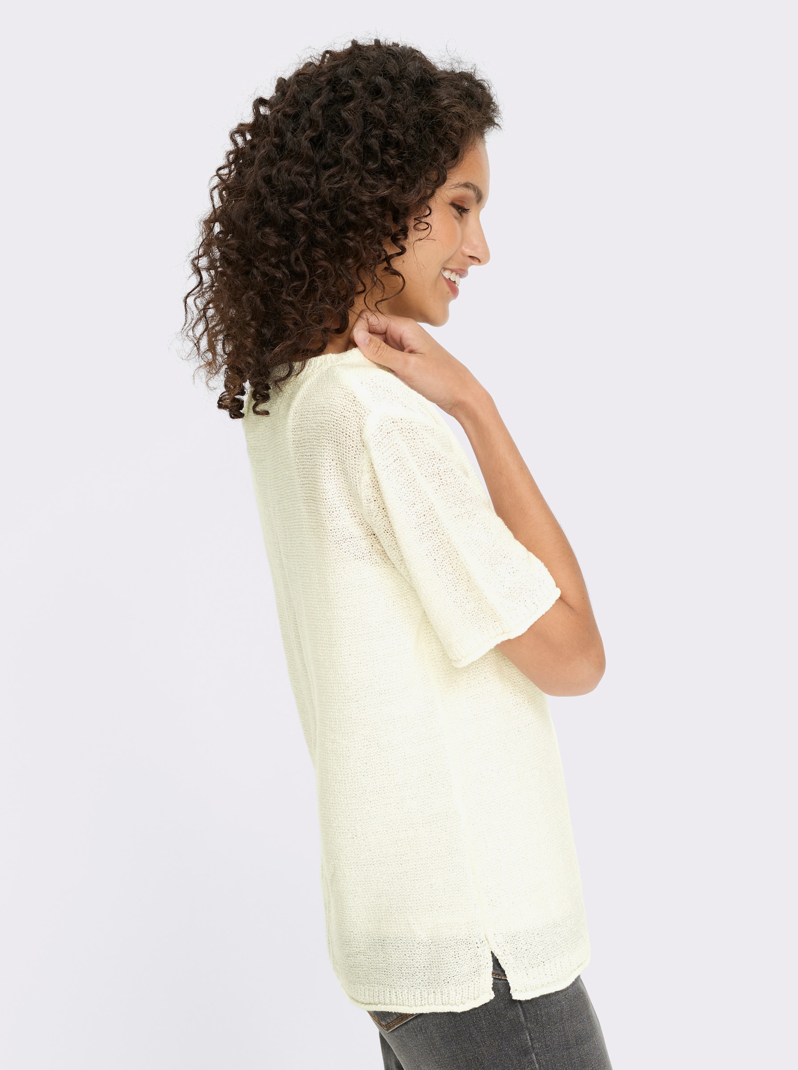 heine Pull à manches courtes avec fil fantaisie - écru