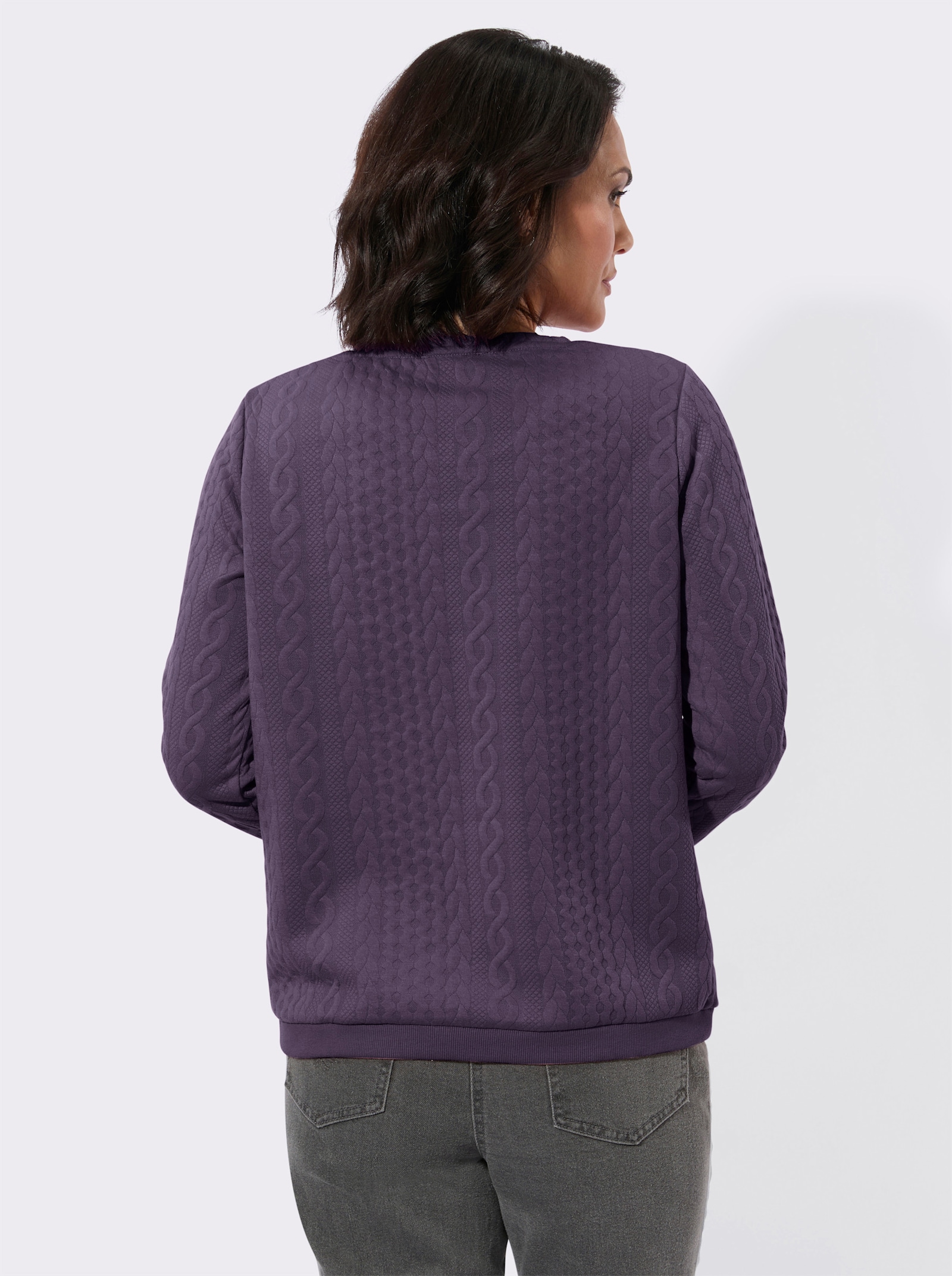 Langarmshirt mit Jacquard-Muster - feige