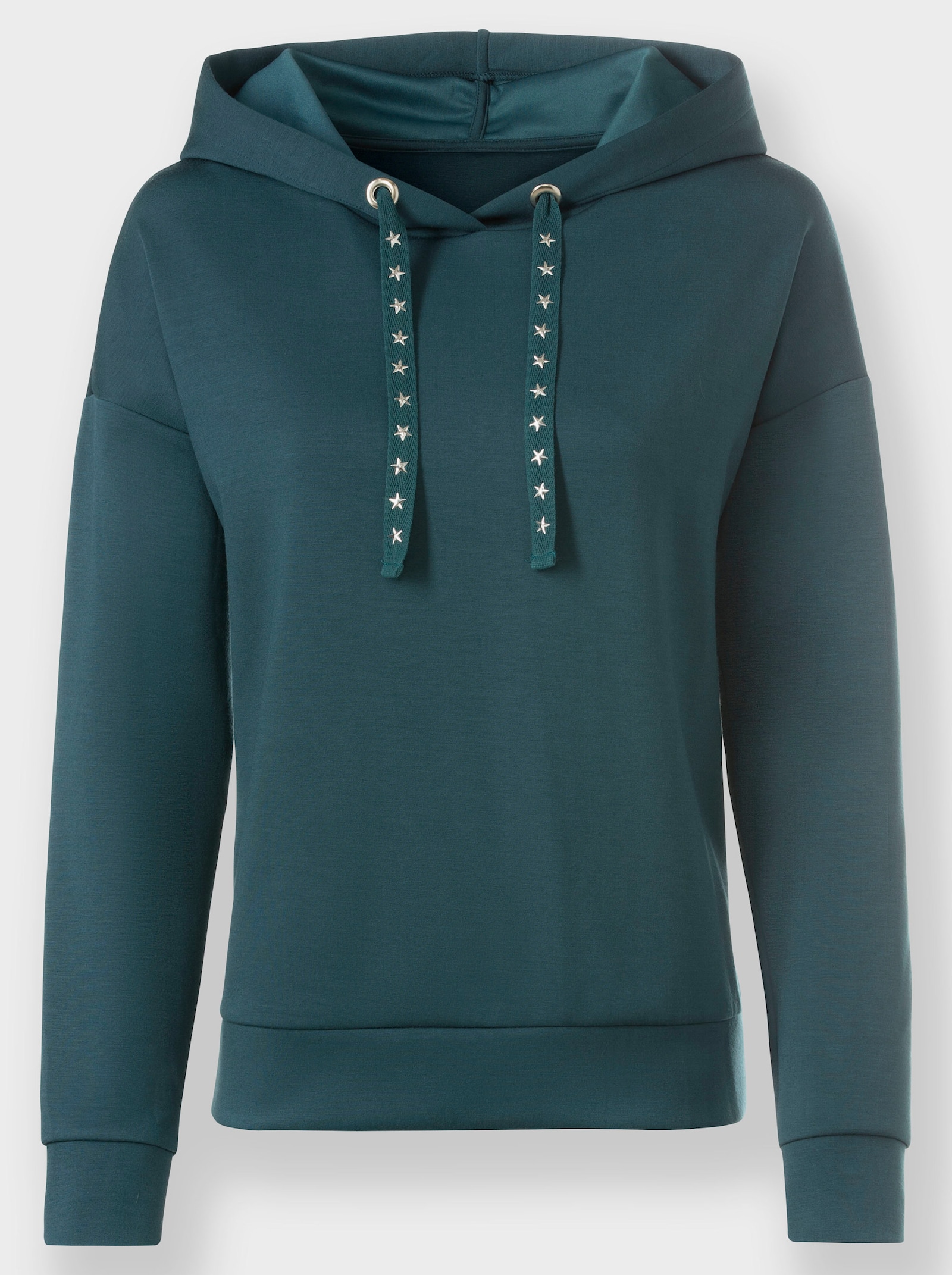 heine Hoodie met sierstuds - petrol
