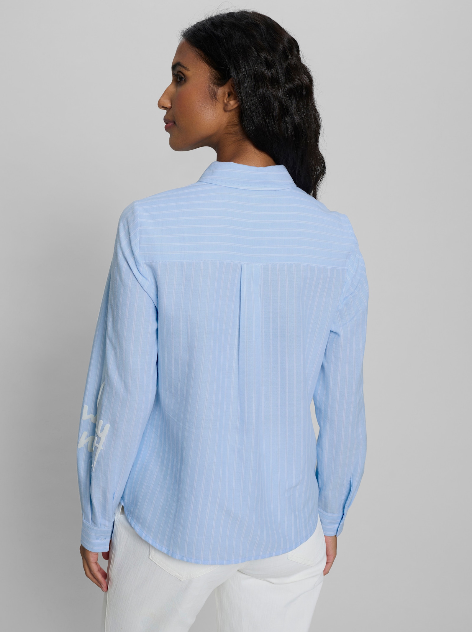 heine Hemdbluse mit Streifen - eisblau-ecru-gestreift