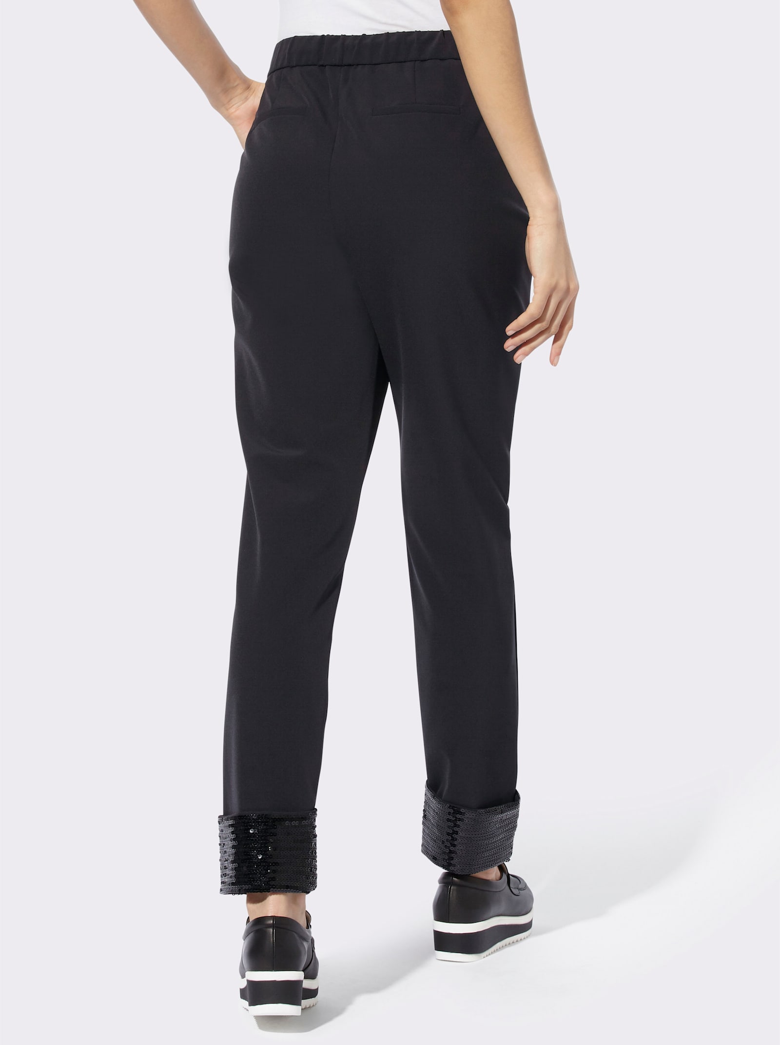 heine Pantalon à pinces avec paillettes à l'ourlet - noir