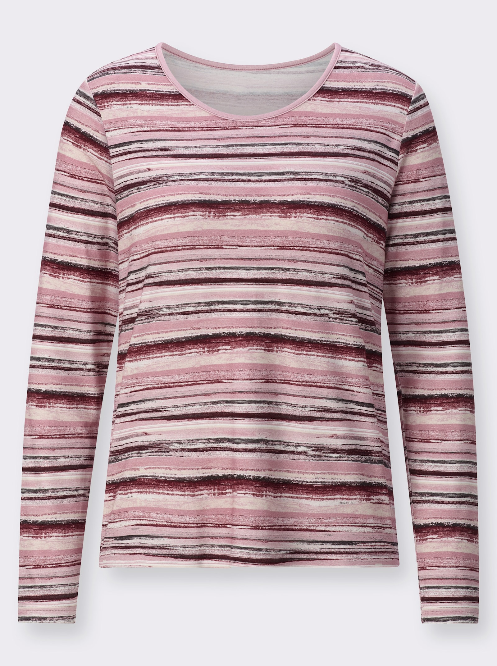 Shirt met lange mouwen en streepjesprint - rozenkwarts/ecru bedrukt