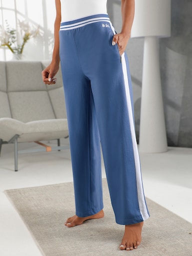 feel good Dehnbund-Hose mit Zippertaschen - mittelblau-weiß