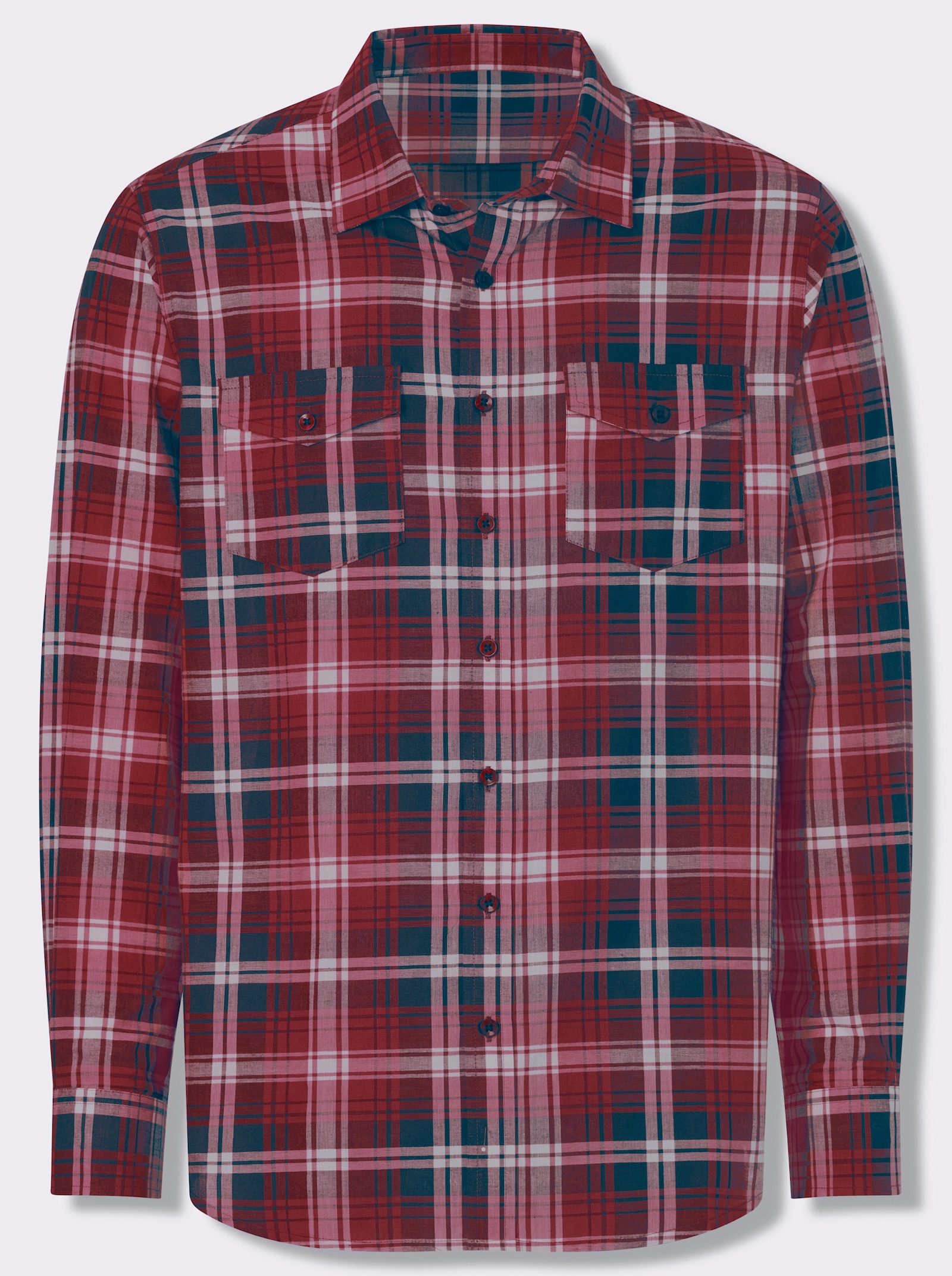 Catamaran Langarmhemd mit garngefärbtem Muster - dunkelrot-kariert