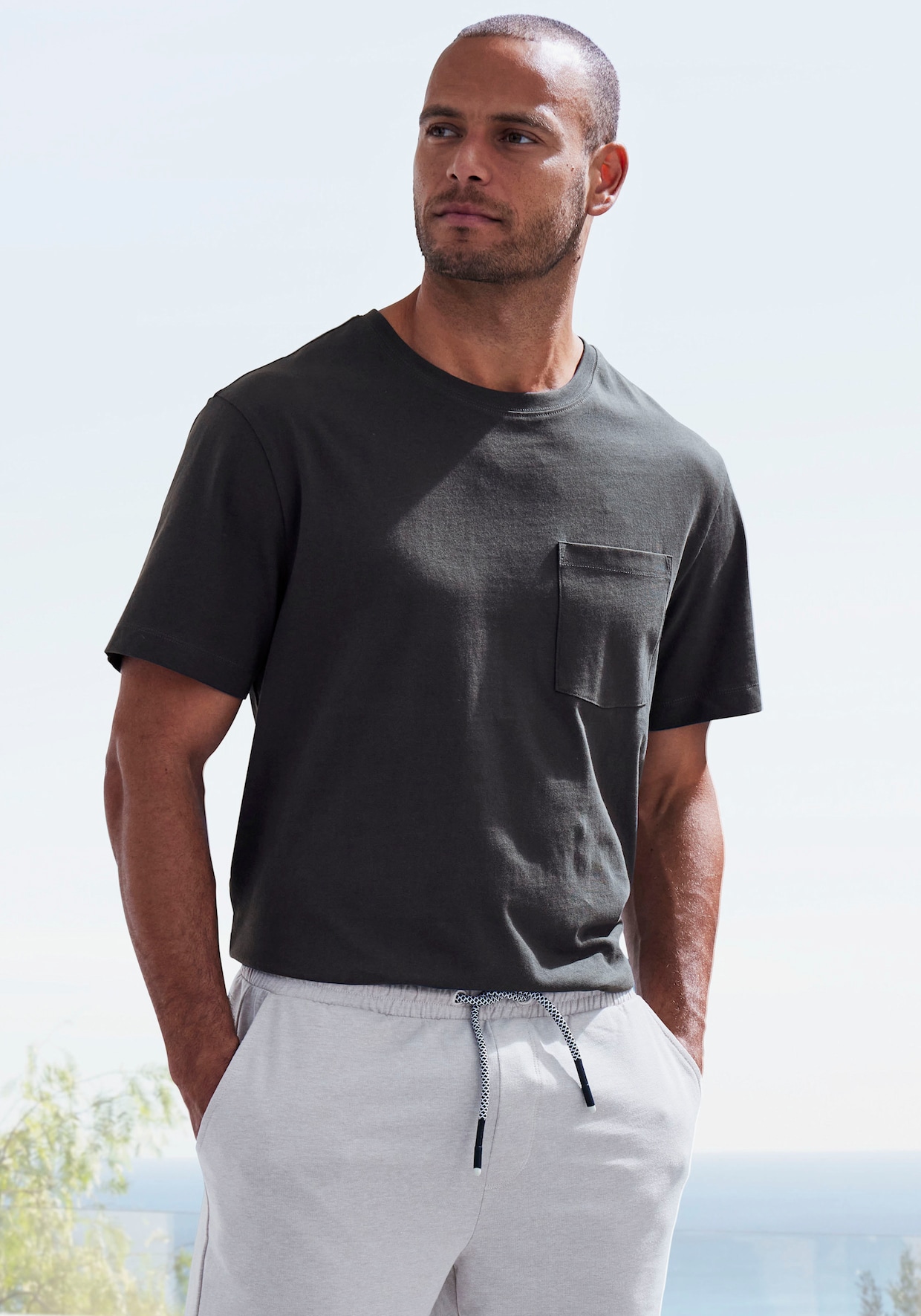 T-shirt - antraciet/wit