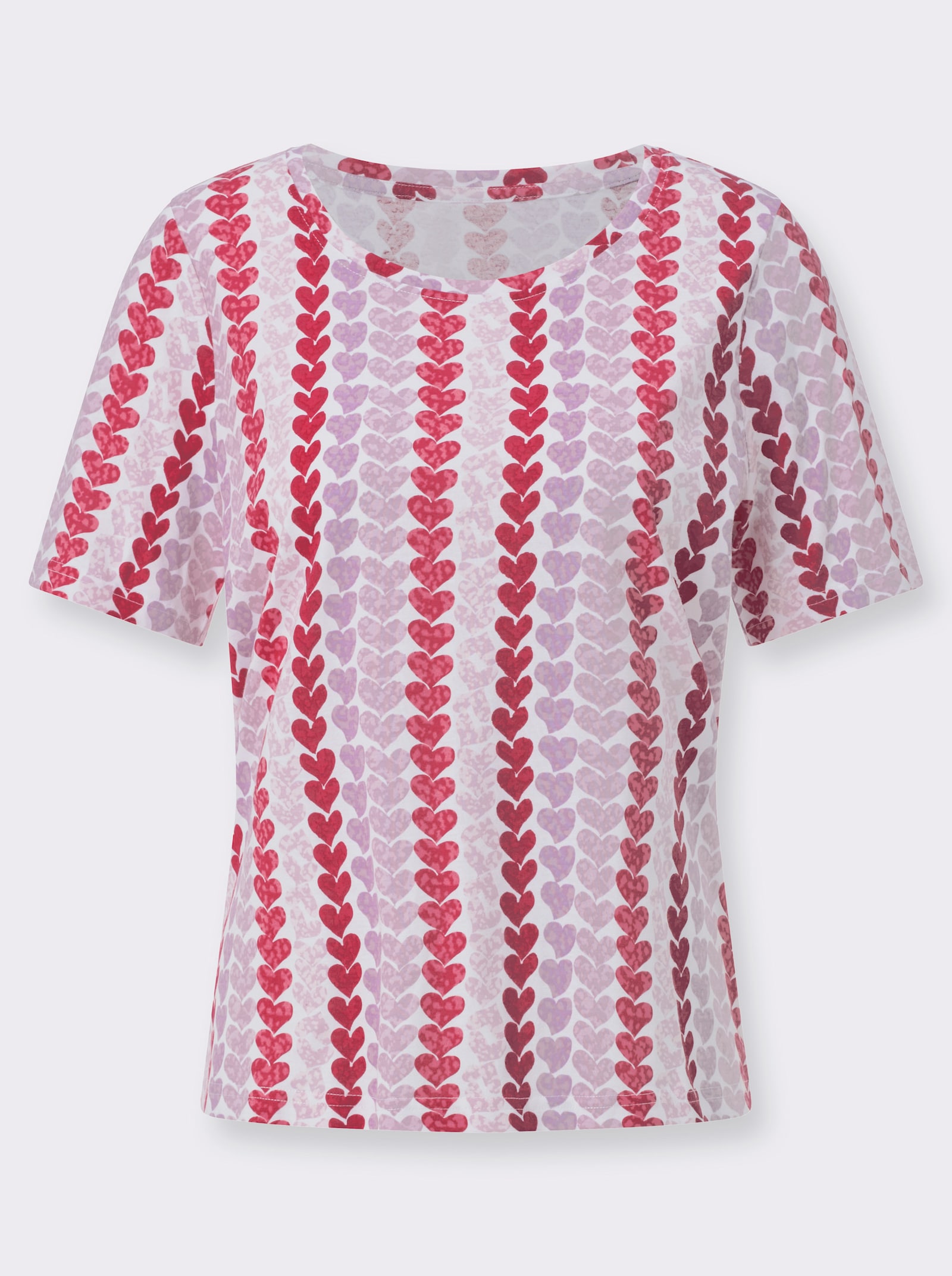 Print-Shirt mit Herz-Dessin - rot-rosé-bedruckt