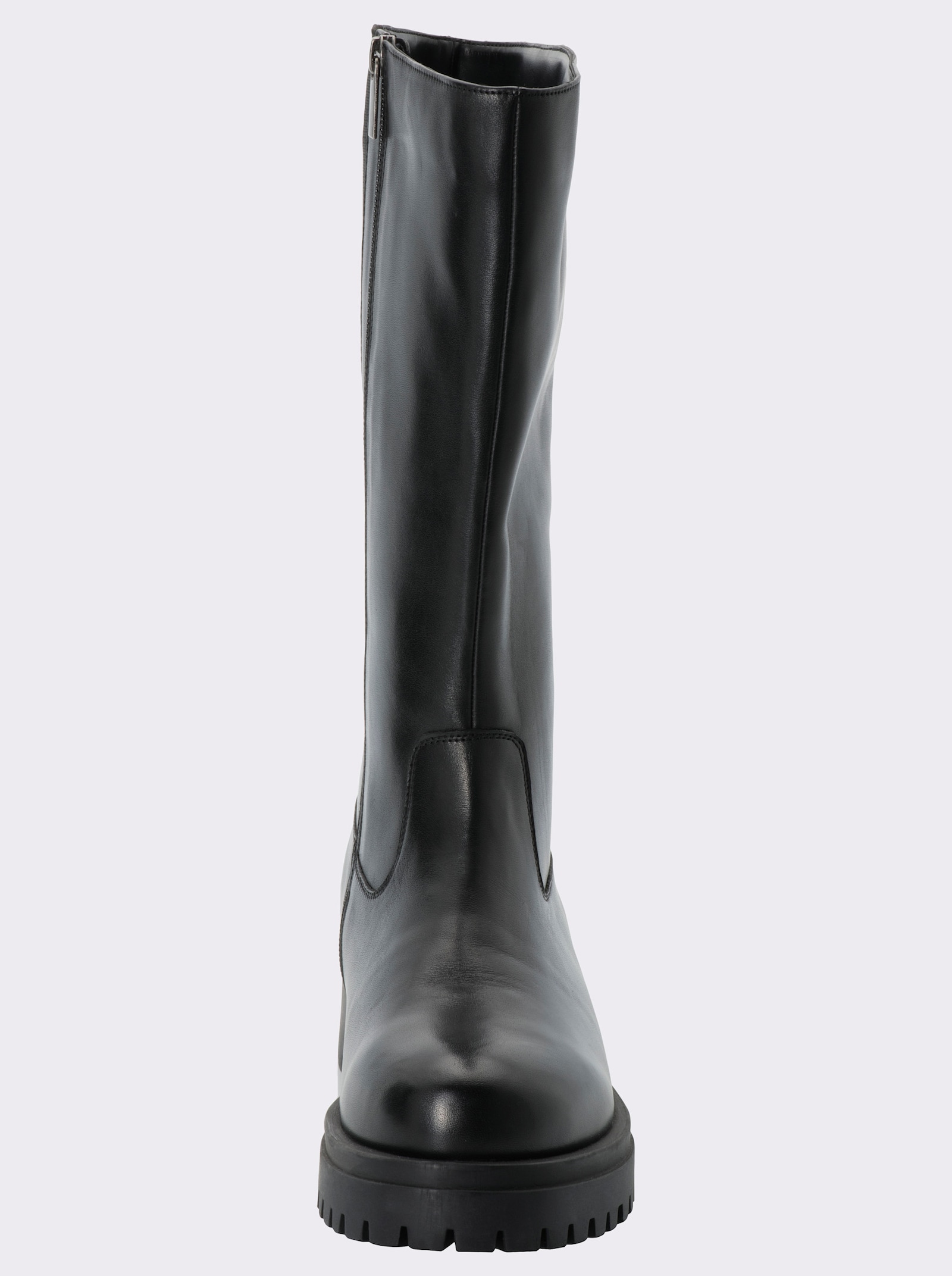 sheego Weitschaftstiefel aus Rindsleder - schwarz