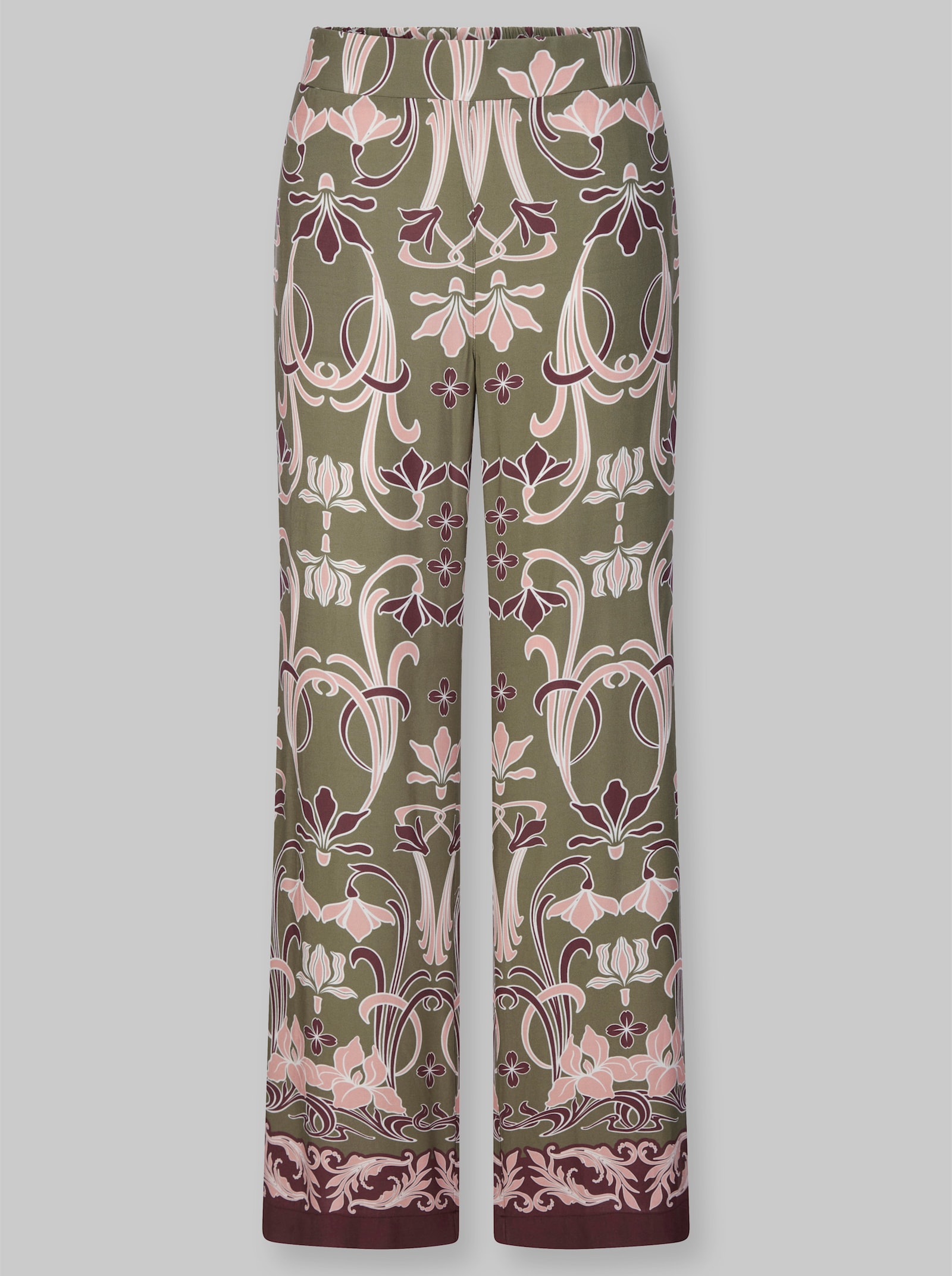 heine Druckhose mit weit geschnittenen Beinen - khaki-rosenquarz-bedruckt